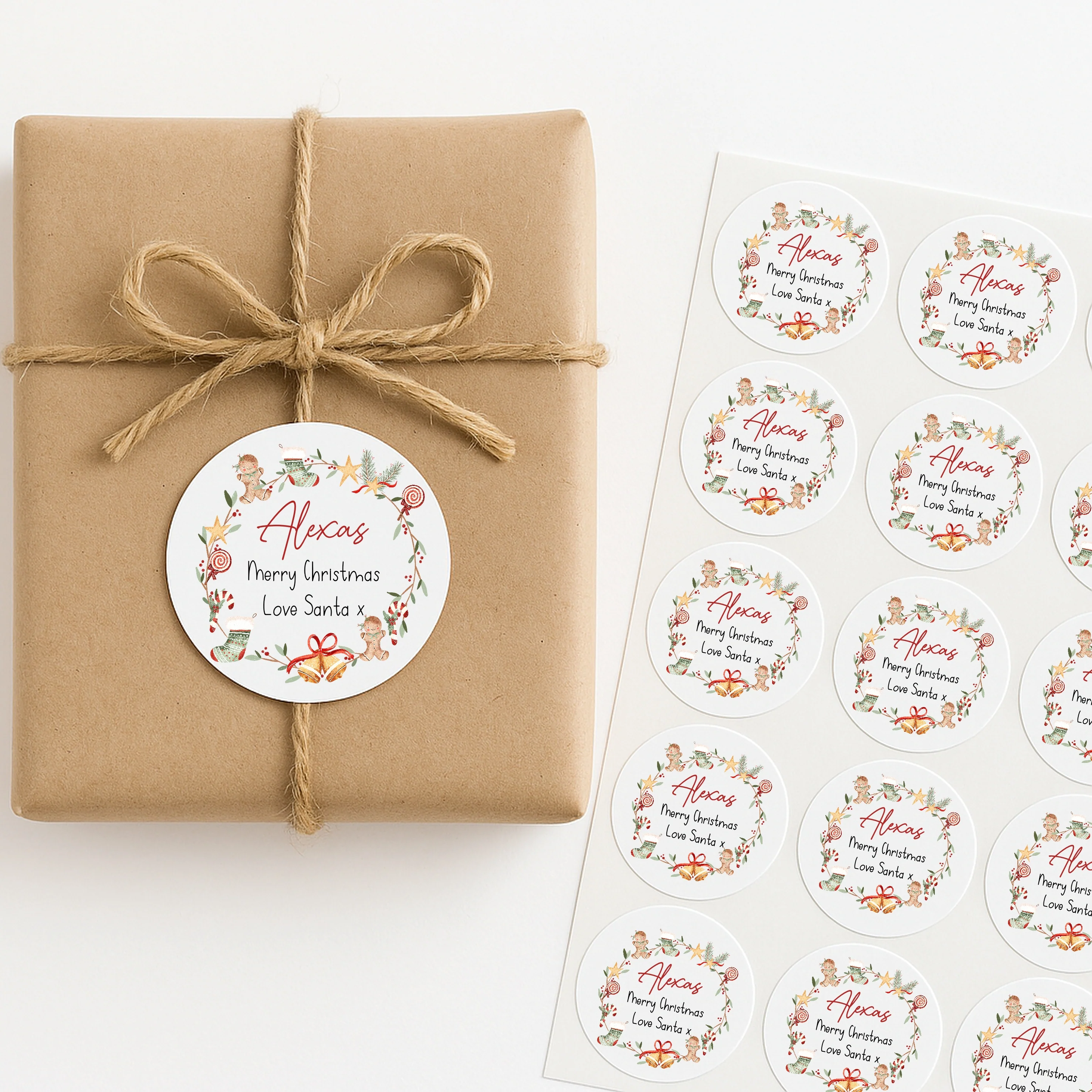 Personalised Christmas Wreath Stickers - Image 4