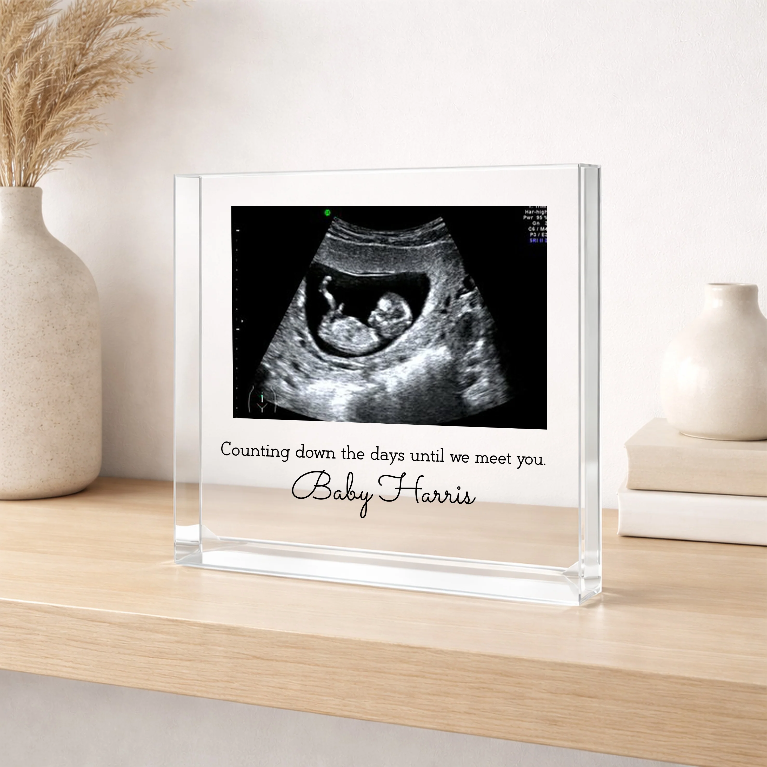 Personalised Counting Down The Days Baby Scan Photo Acrylic Plaque