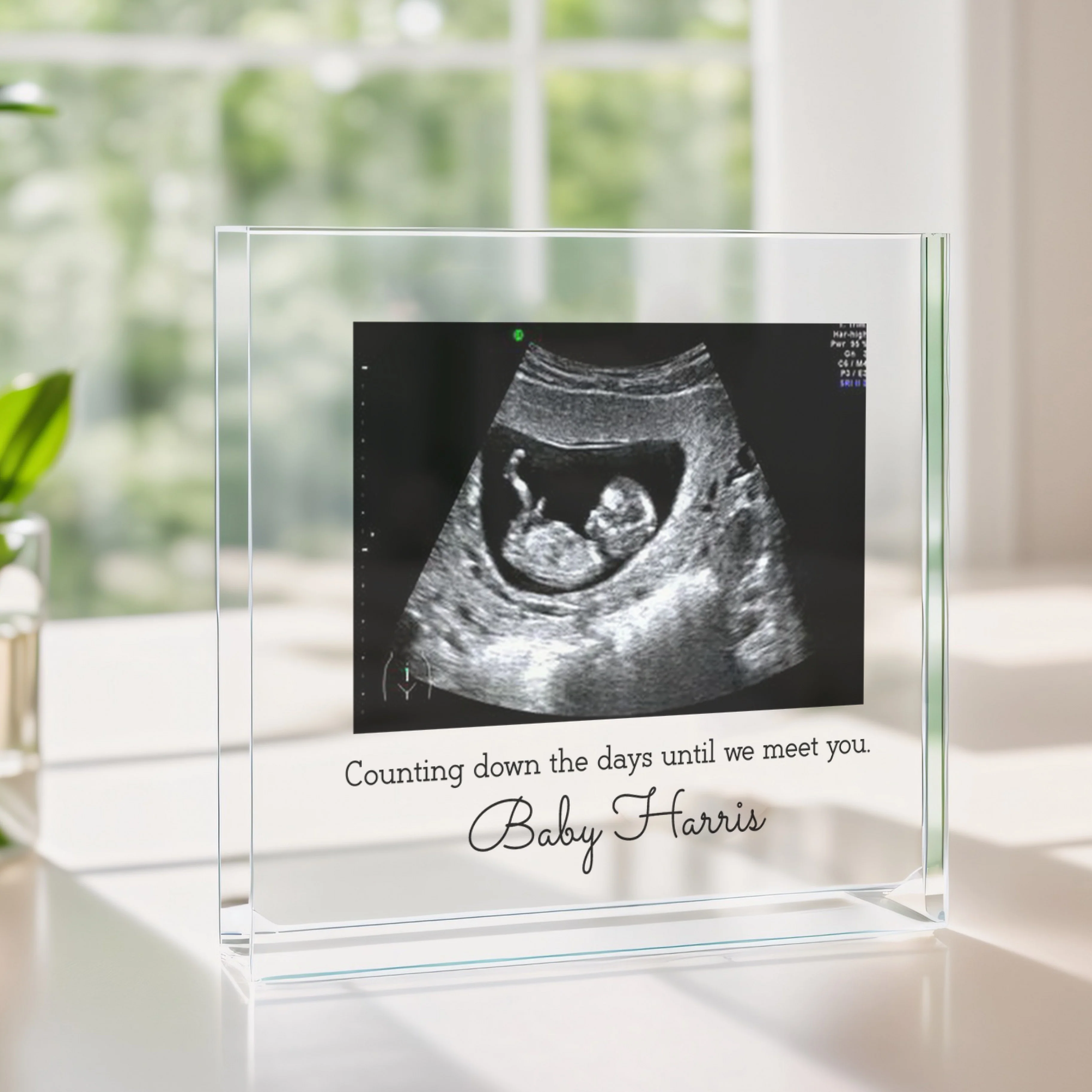 Personalised Counting Down The Days Baby Scan Photo Acrylic Plaque - Image 2