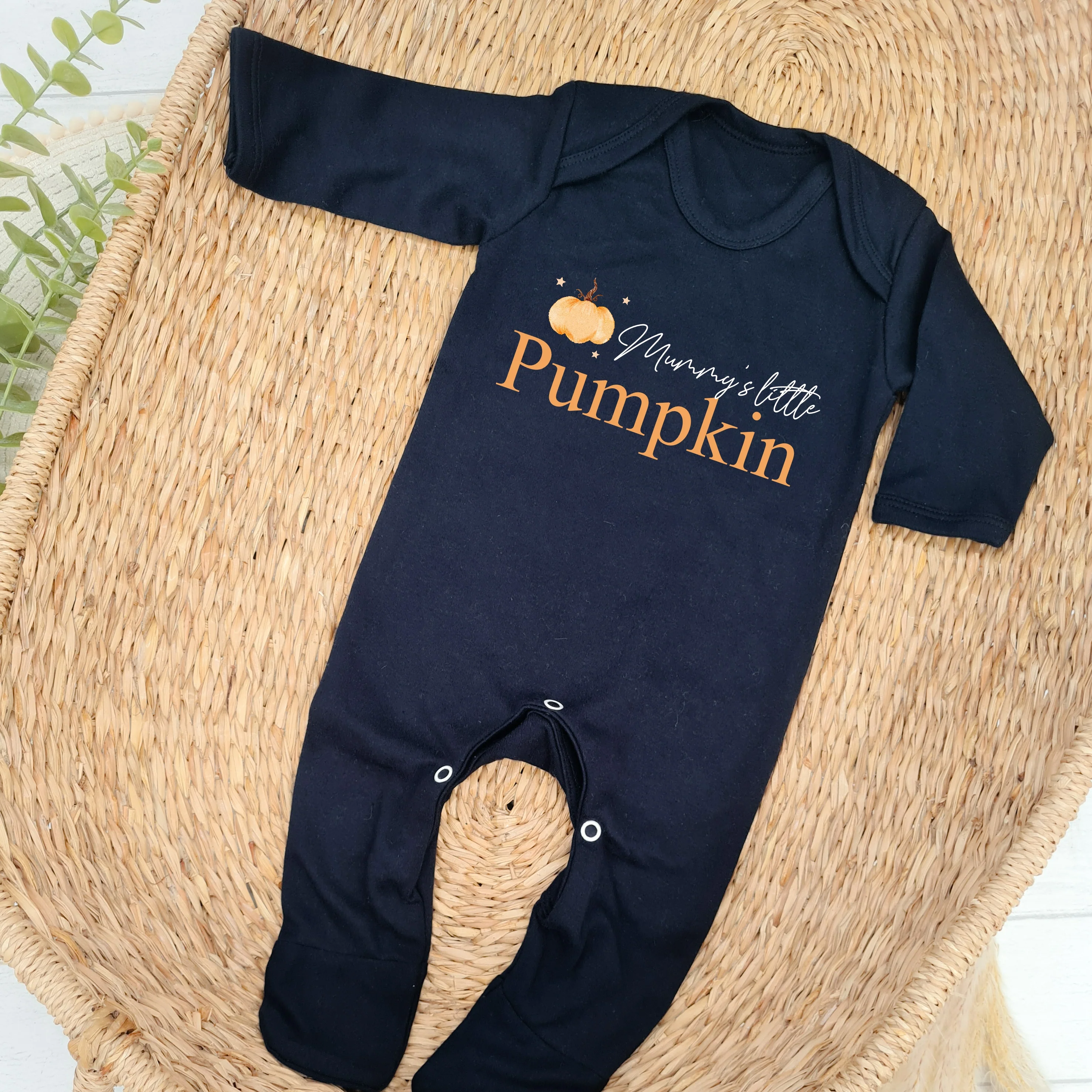 Personalised Daddy/Mummy's Little Pumpkin Black Babygrow/Vest - Image 2