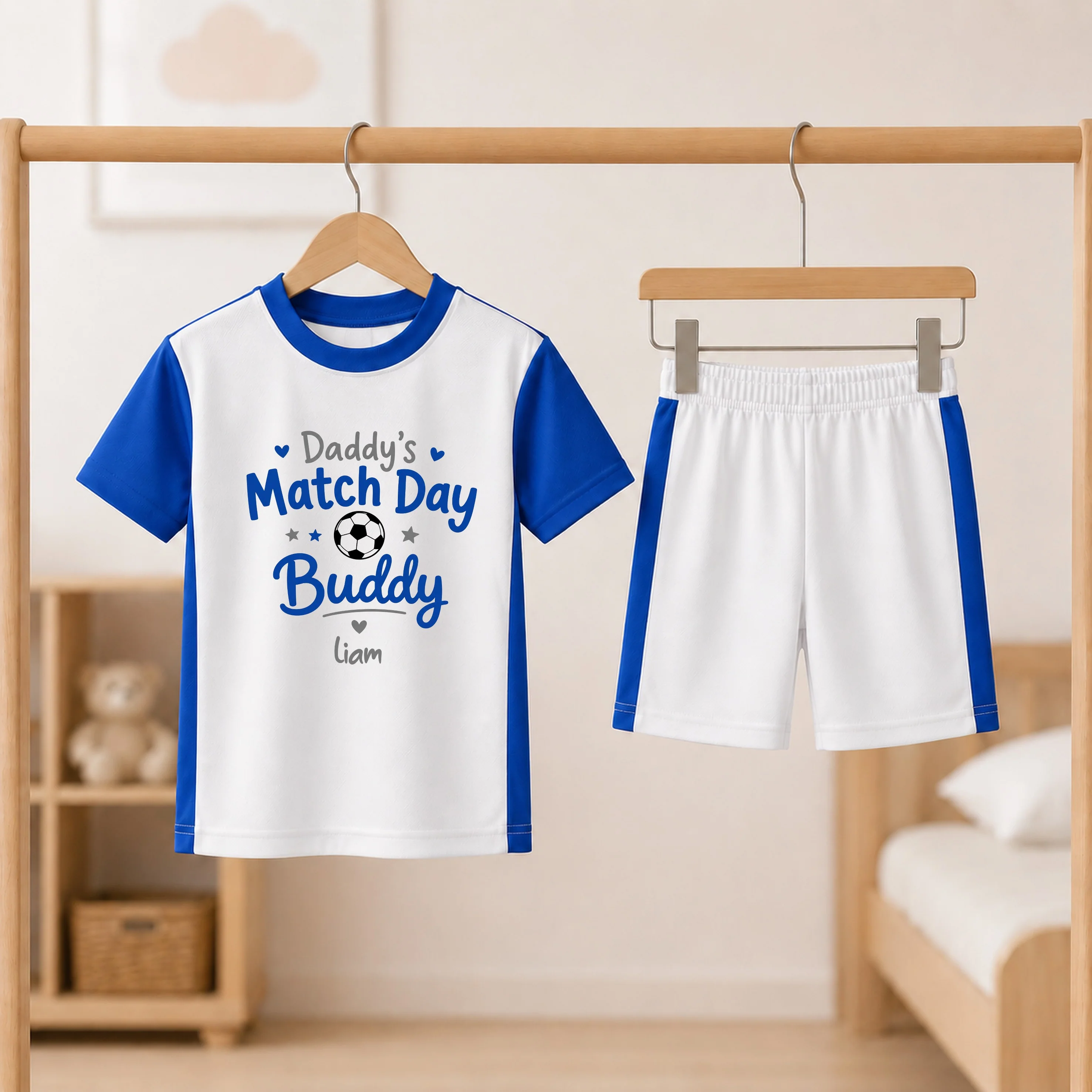 Personalised Daddy's Match Day Buddy Blue Football Set