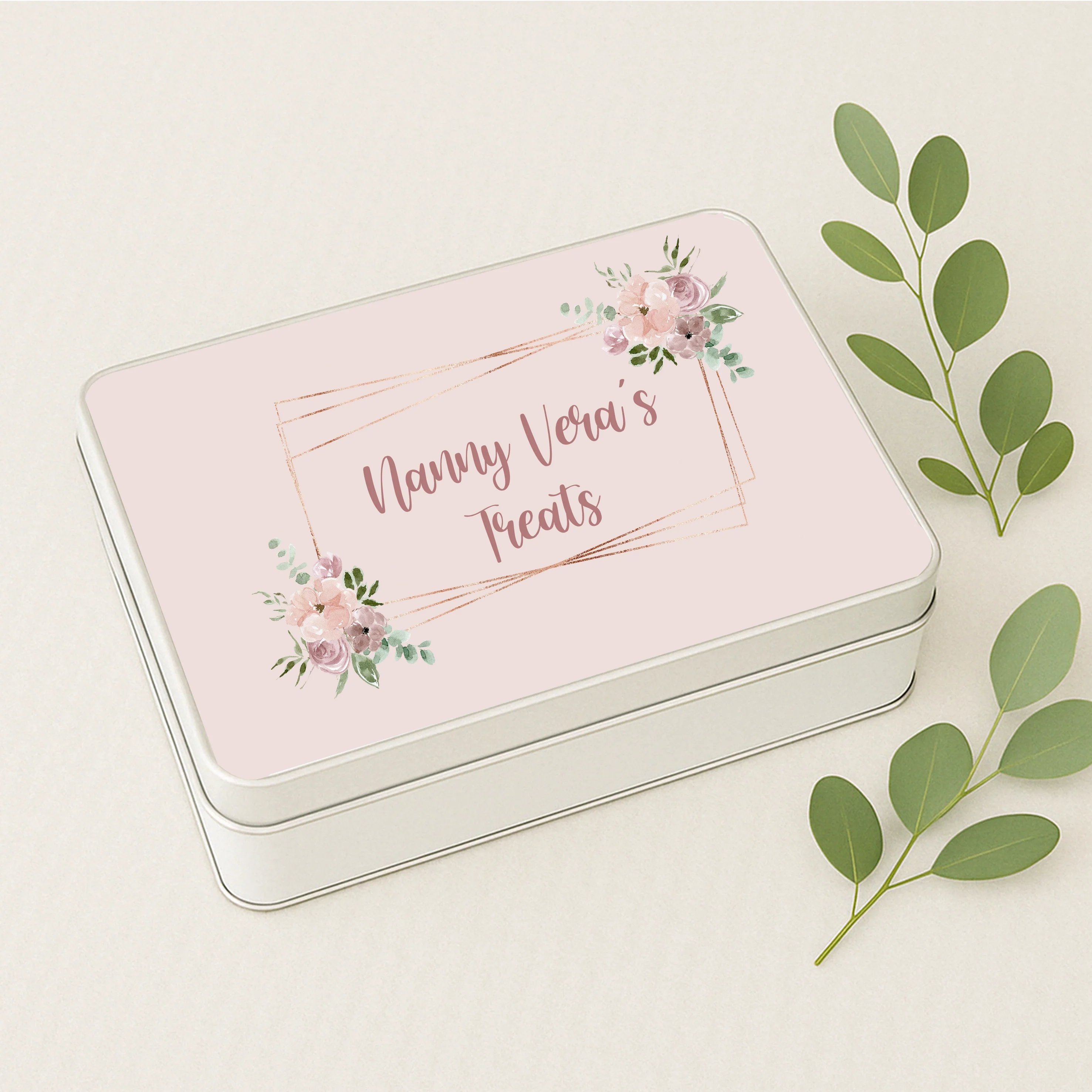 Personalised Dusky Pink Mum/Nans Treat Tin