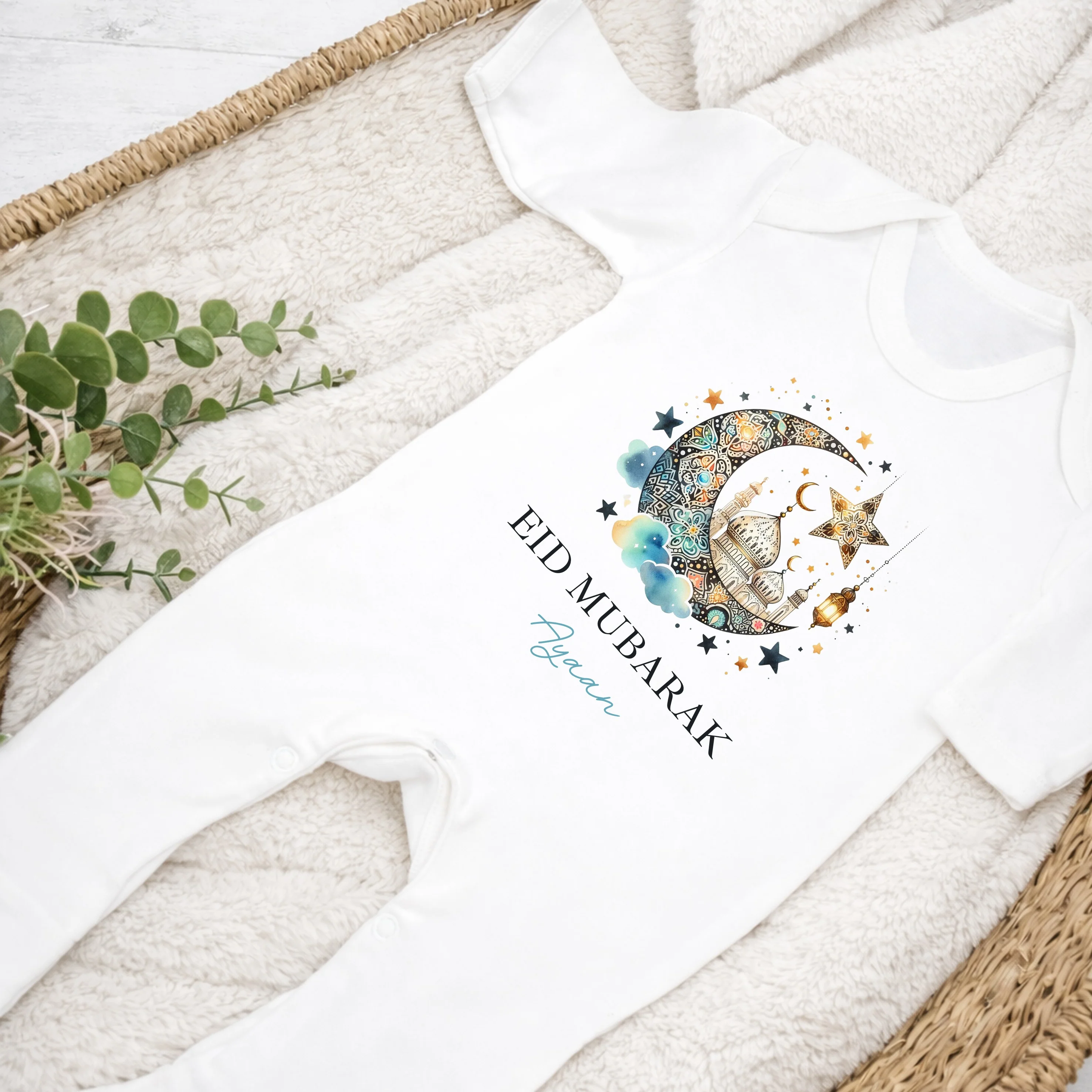 Personalised Eid Mubarak Baby Grow, Vest or Bib - Image 2