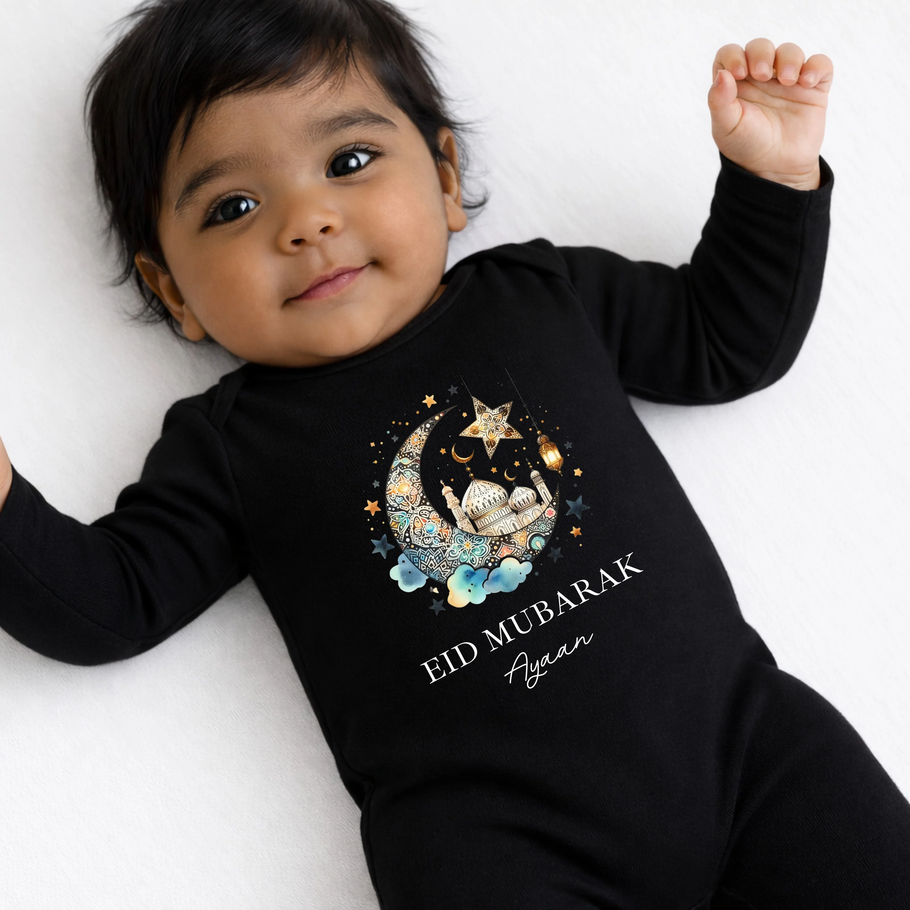 Personalised Eid Mubarak Baby Grow, Vest or Bib - Image 8
