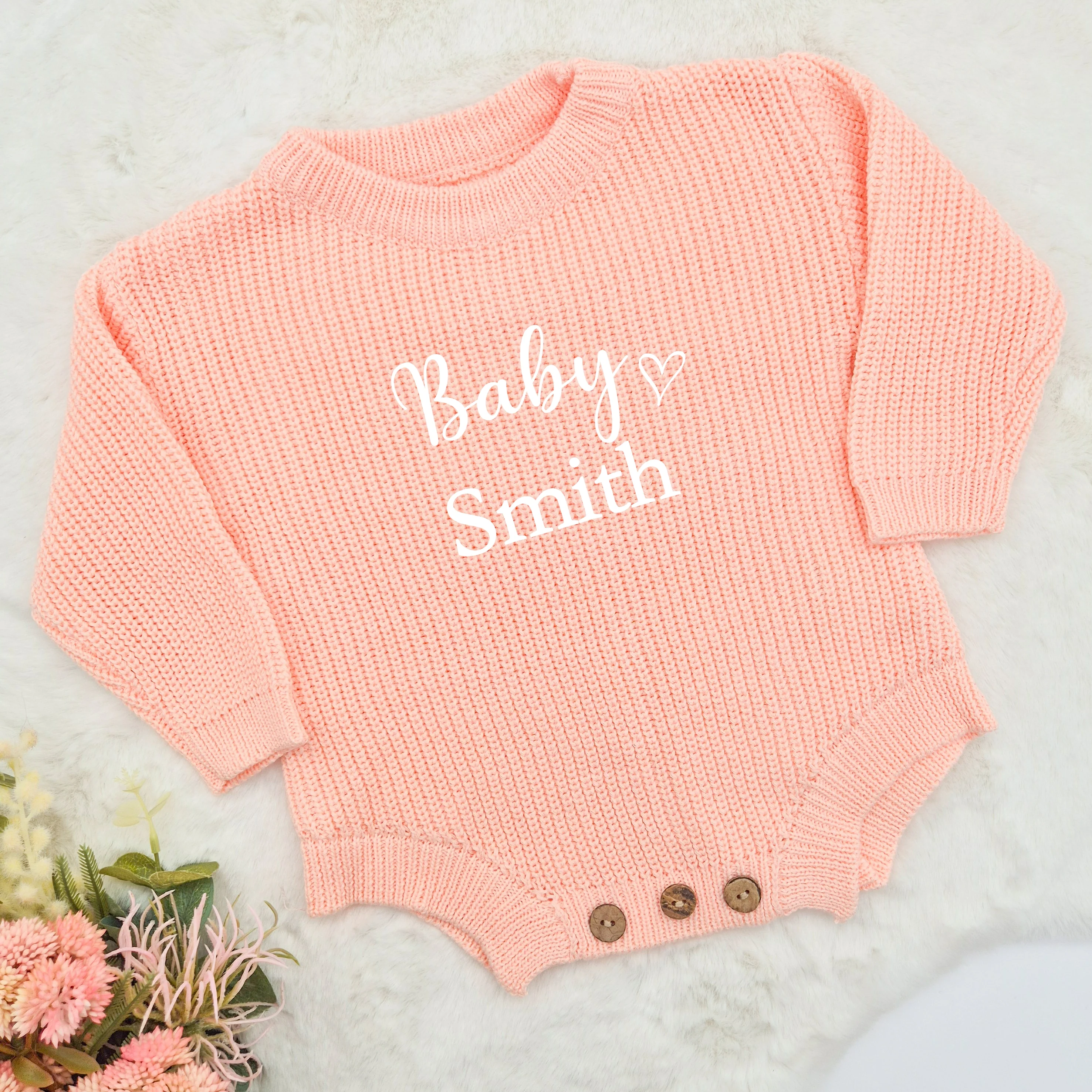 Personalised Embroidered Oversized Long Sleeve Knitted Romper - Image 2