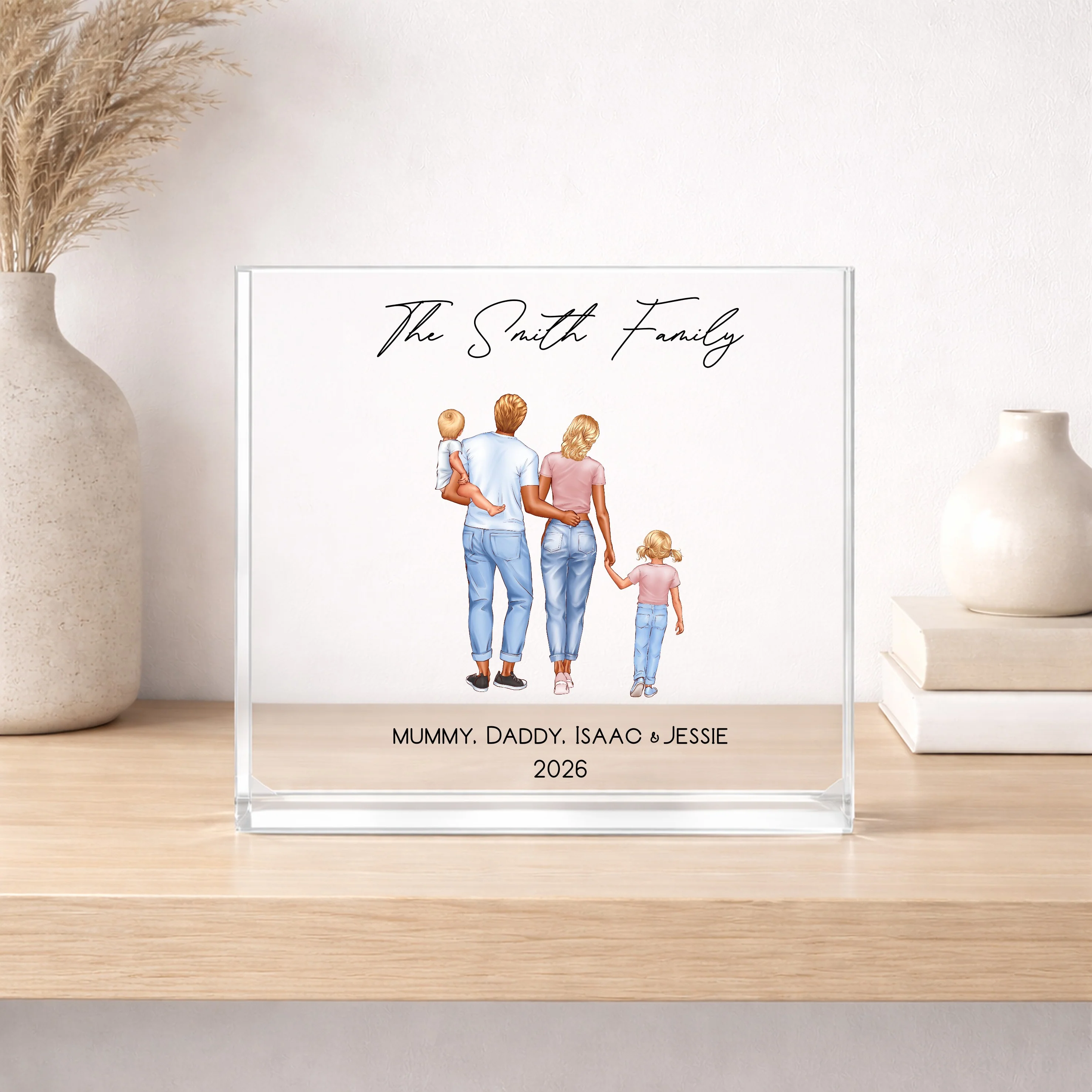 Personalised Family Illustration Acrylic Block