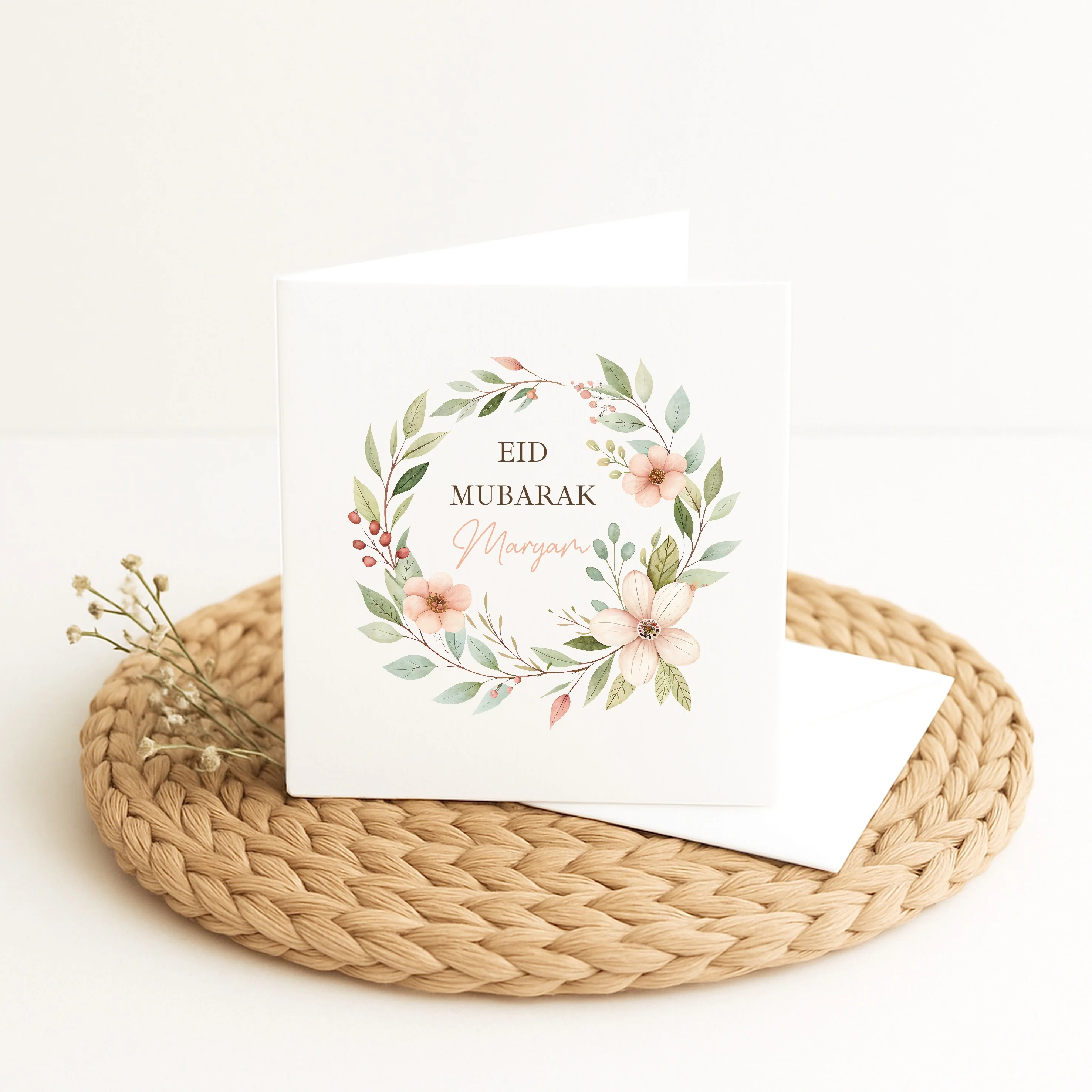 Personalised Floral Wreath Eid Mubarak Card - Image 3