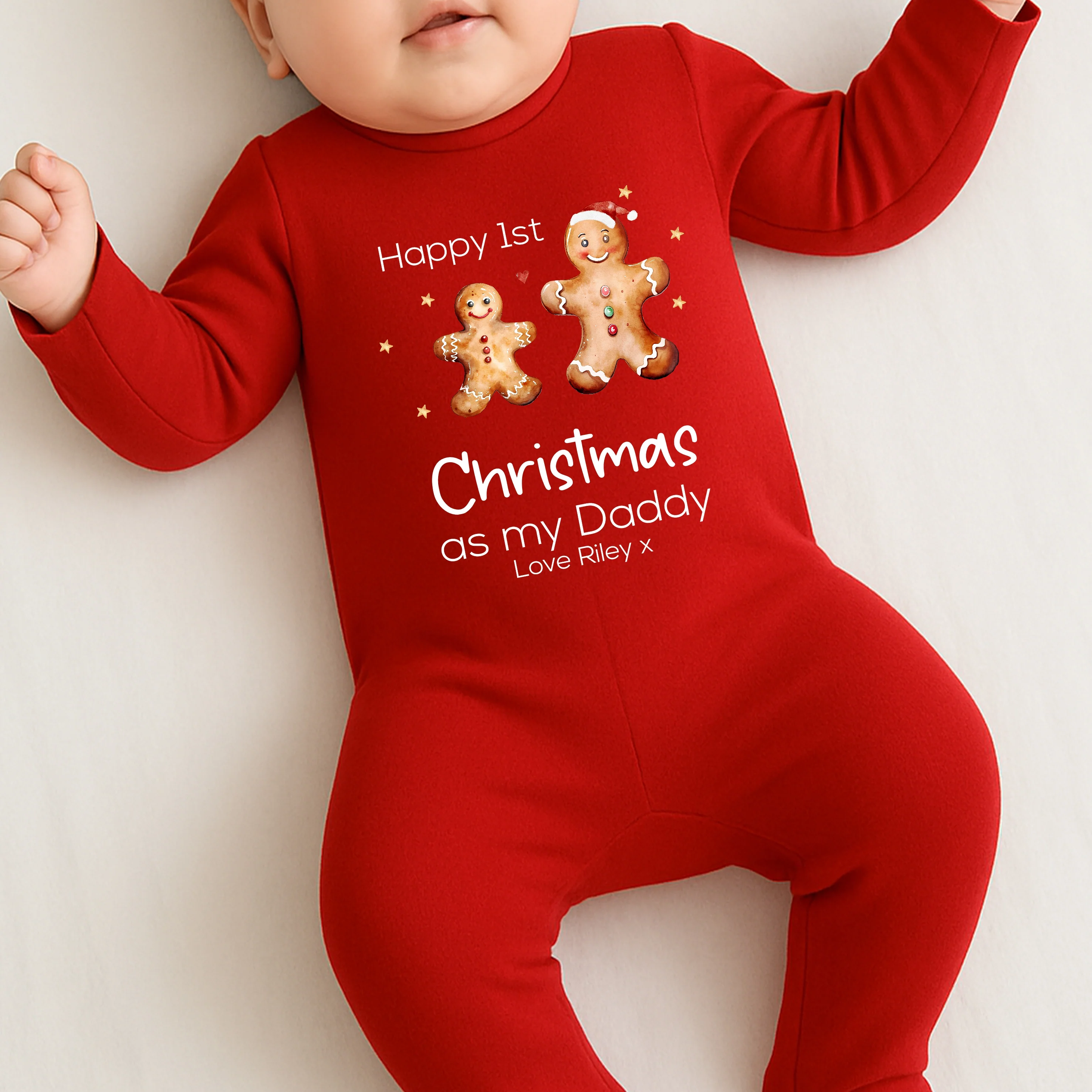 Personalised Gingerbread First Christmas as my Daddy Baby Grow/Bib