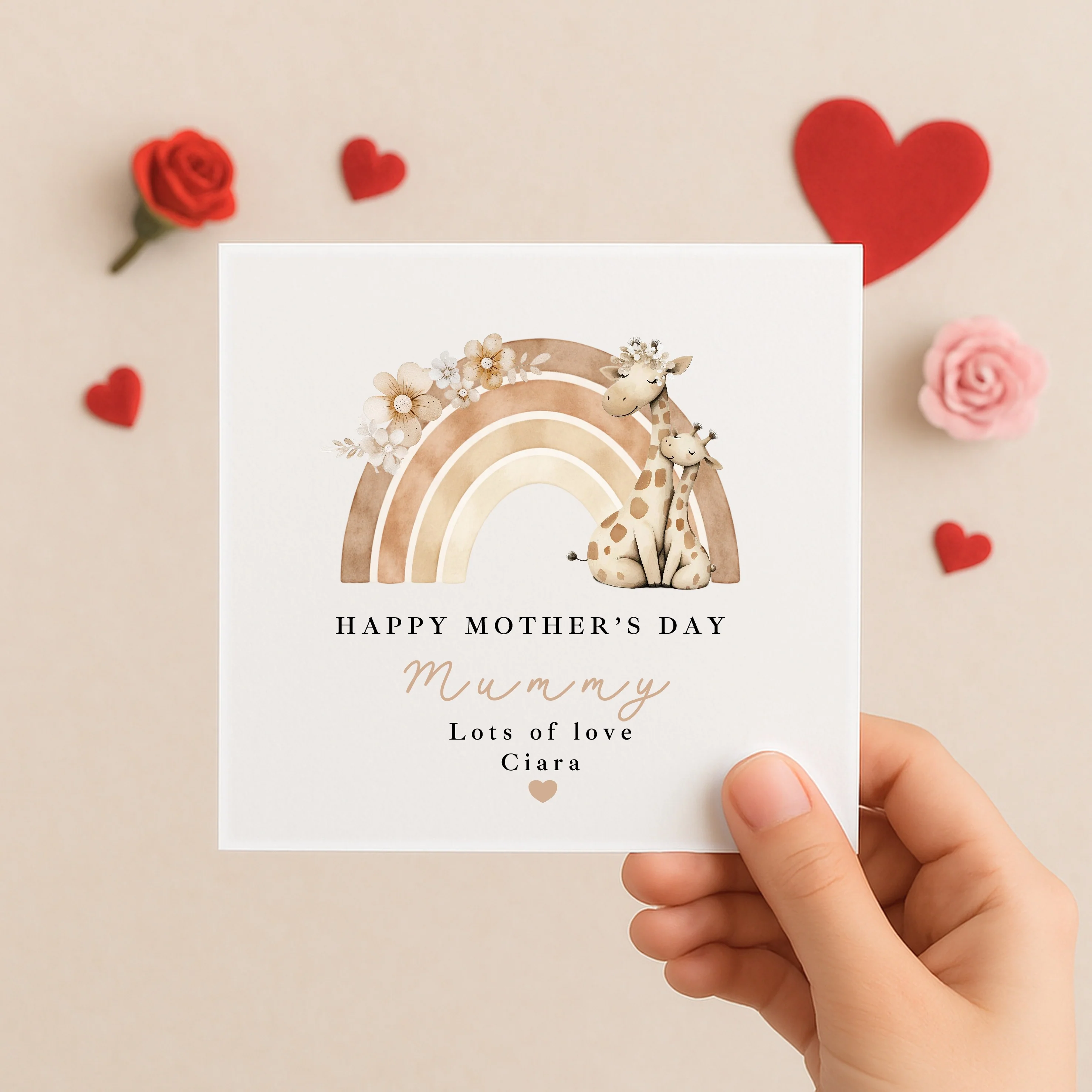 Personalised Giraffe Rainbow Happy Mother's Day Card - Image 7
