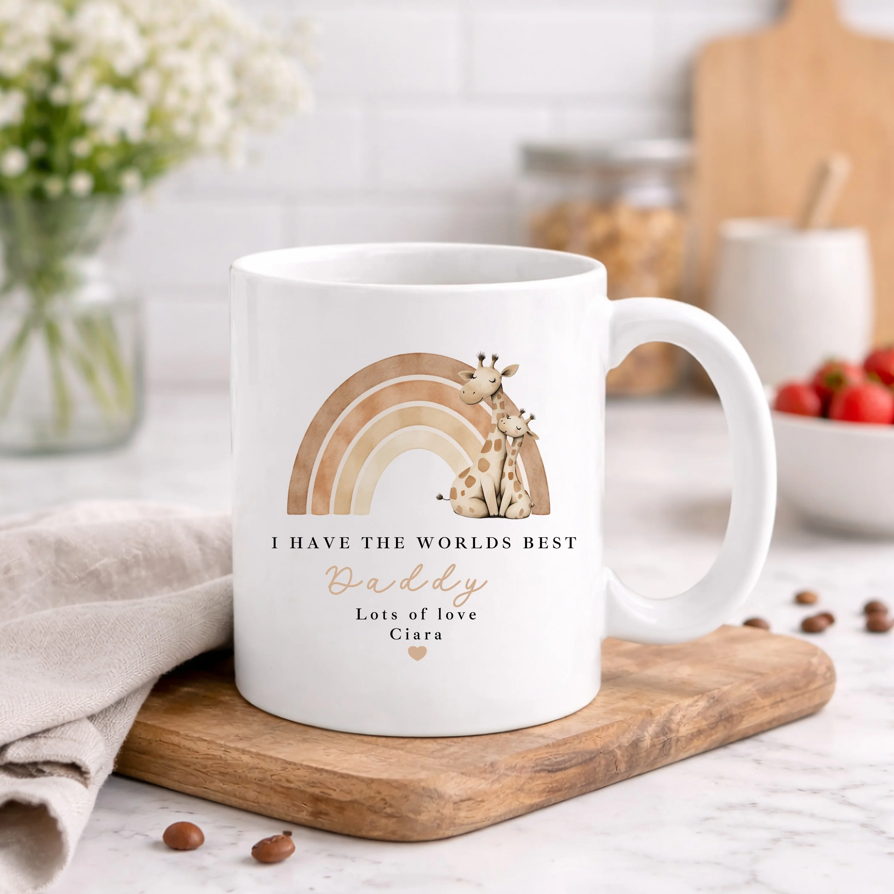 Personalised Giraffe Rainbow World's Best Daddy Mug - Image 3