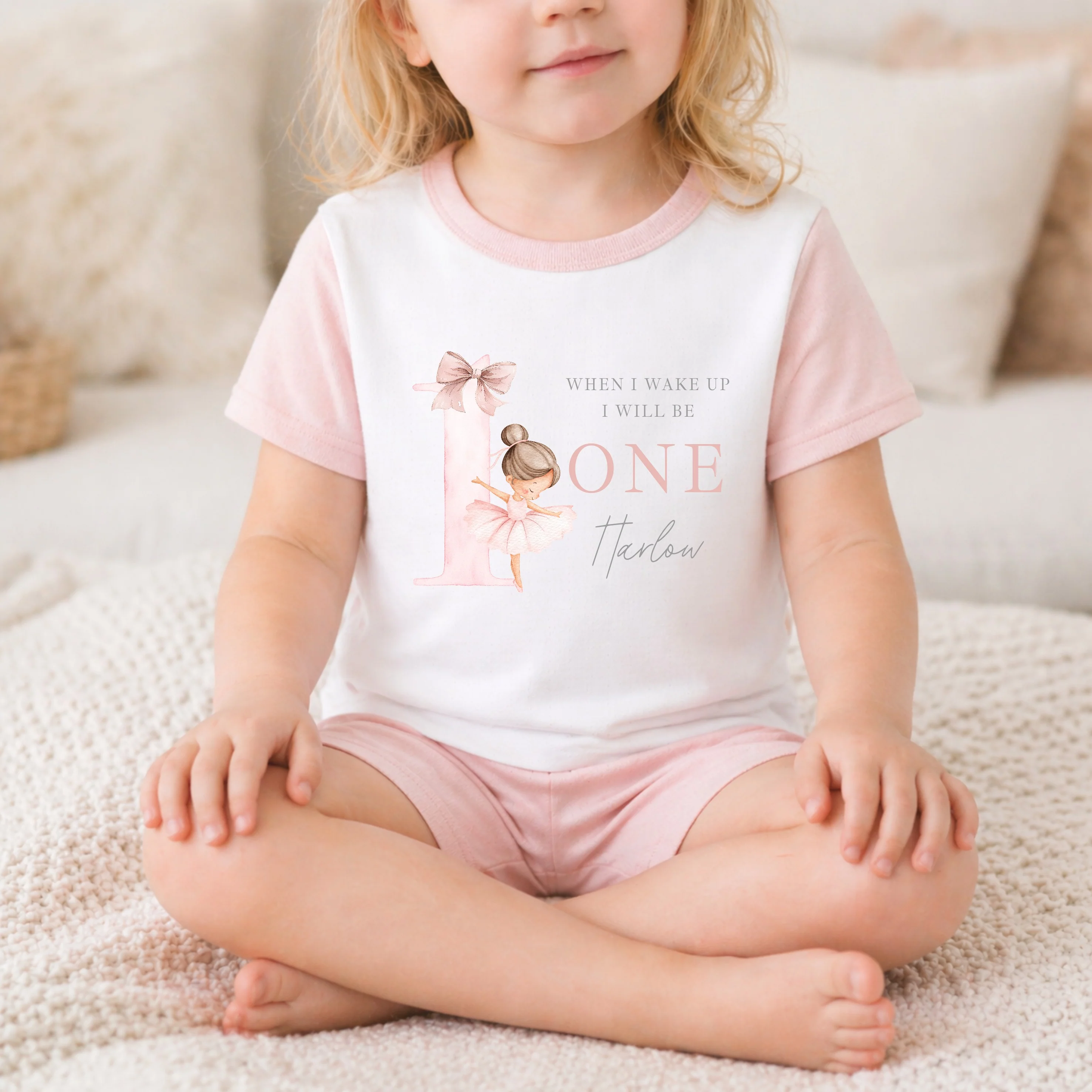Personalised Girls Pink Ballerina Any Age Short Sleeve Birthday Pyjamas - Image 5