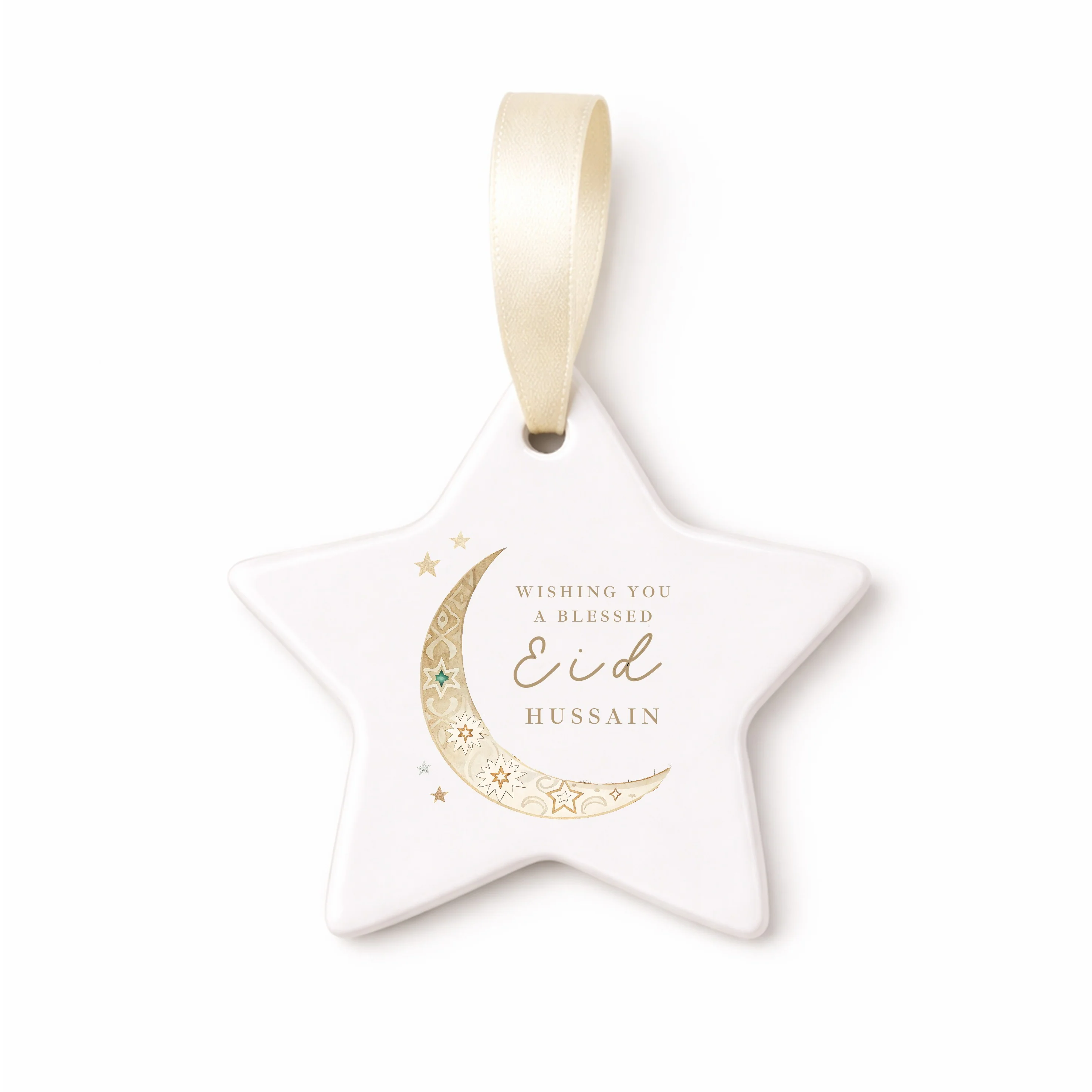 Personalised Gold Blessed Eid Ceramic Ornament - Image 2