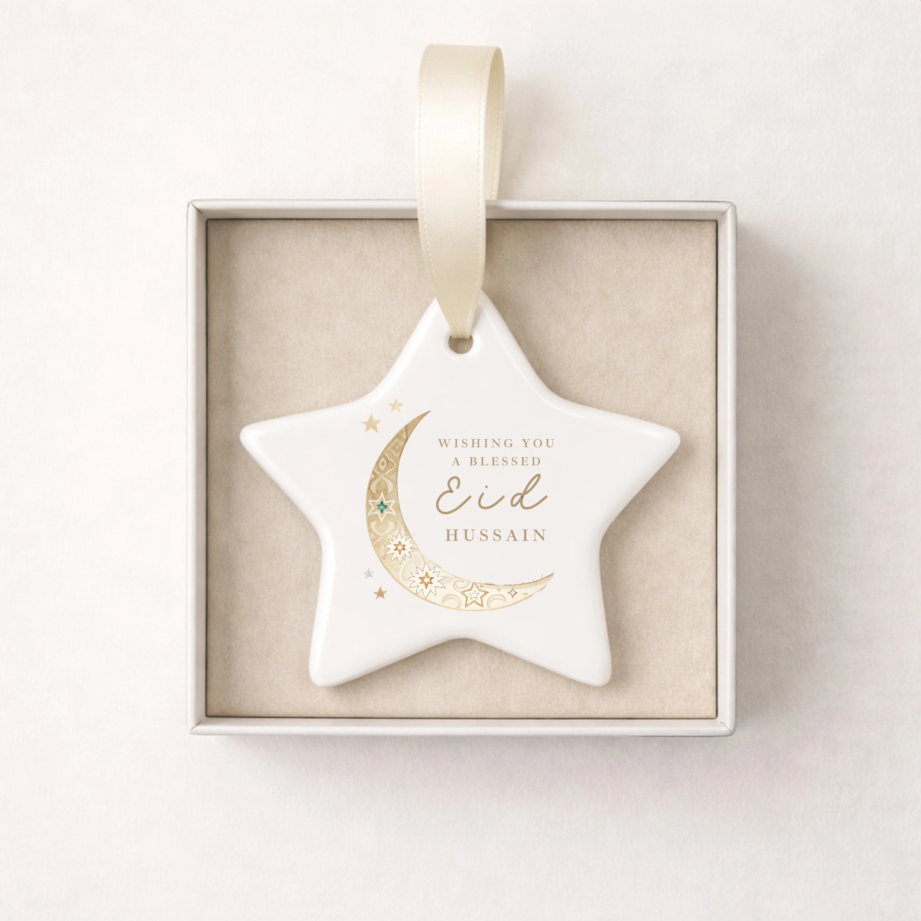 Personalised Gold Blessed Eid Ceramic Ornament - Image 3
