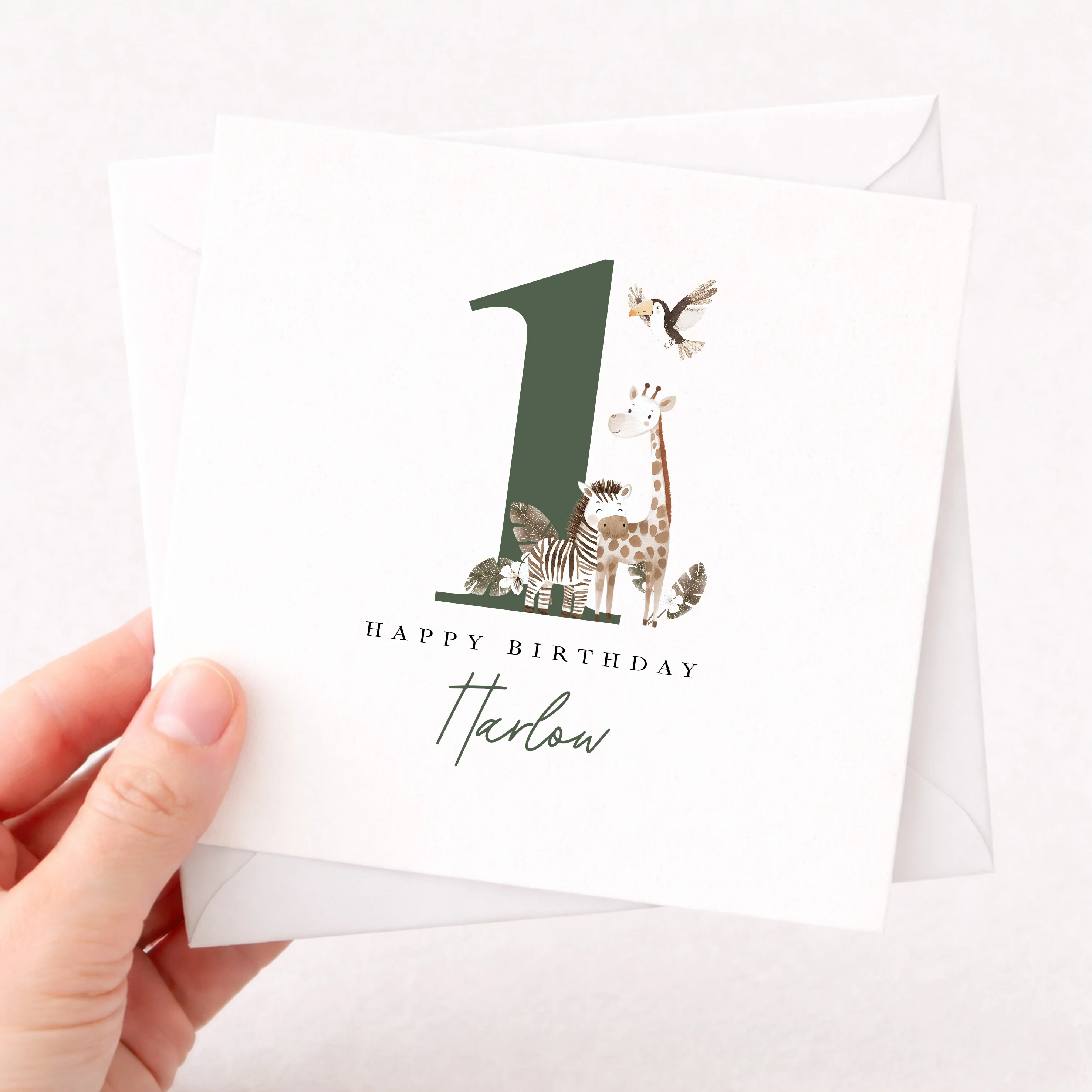 Personalised Green Safari First Birthday Card - Image 5