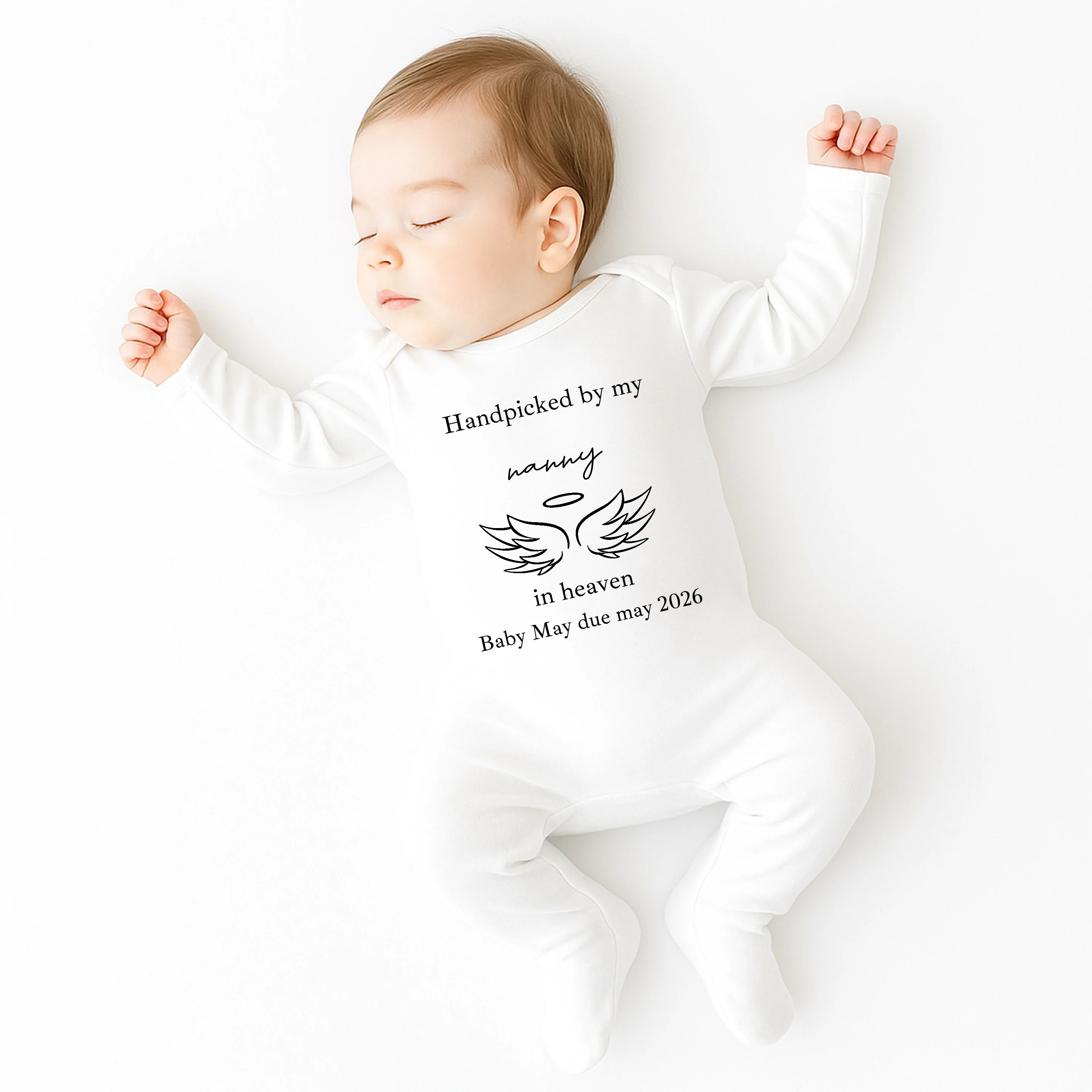 Personalised Hand Picked From Heaven Wings Announcement Vest - Image 2