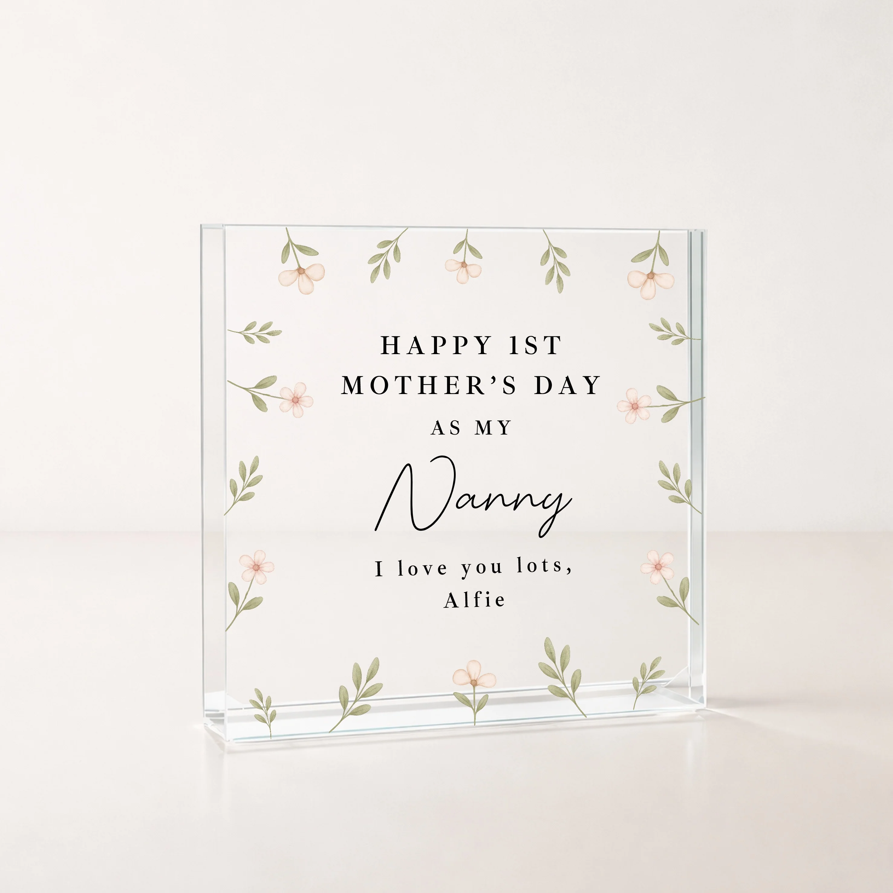 Personalised Happy 1st Mother's Day As My Nanny Acrylic Block - Image 3