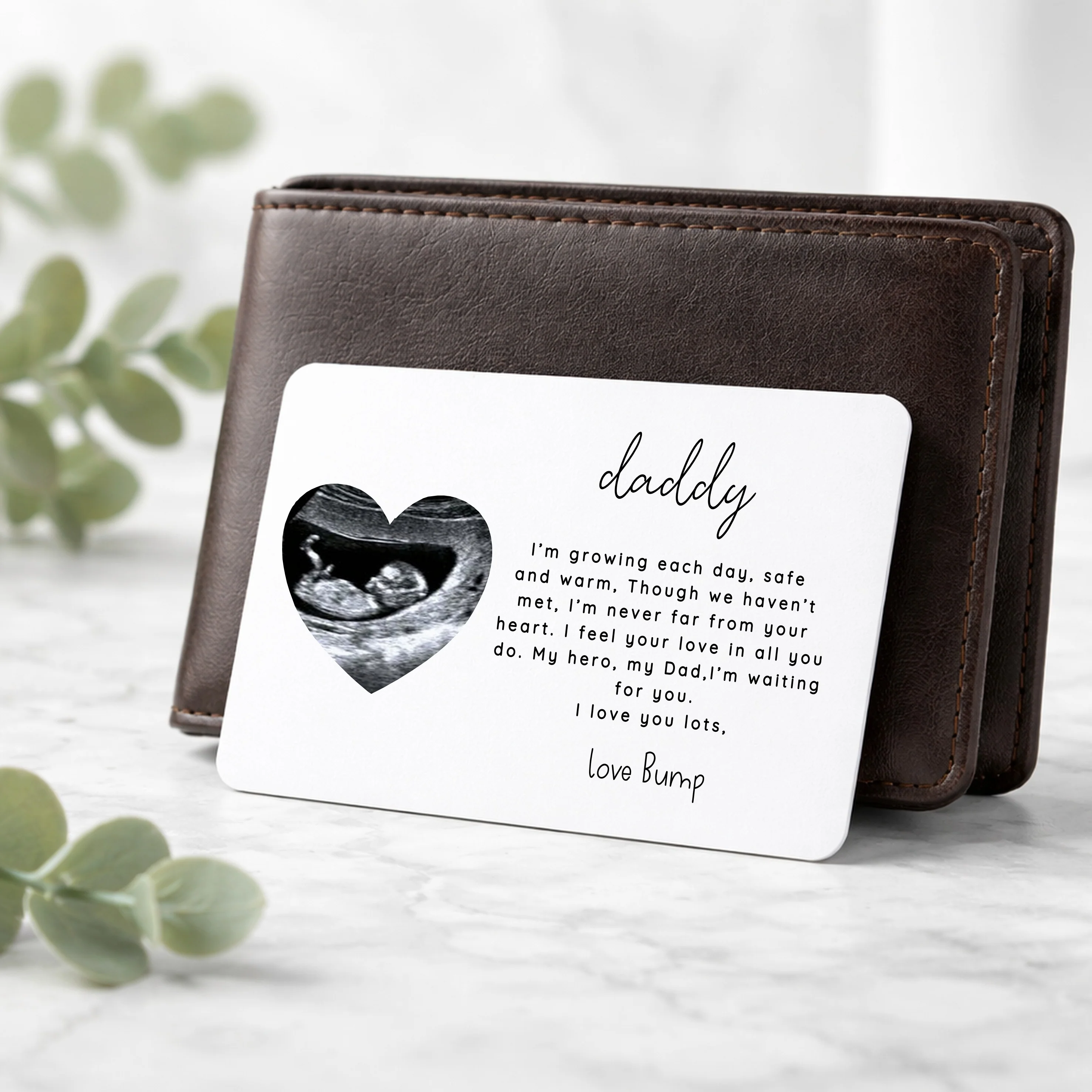Personalised Heart Baby Scan Wallet Card - Image 3
