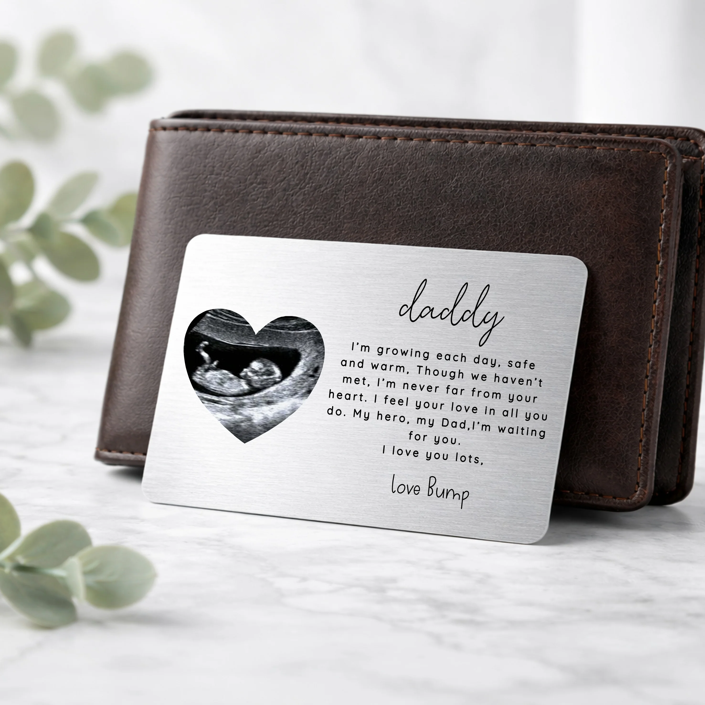 Personalised Heart Baby Scan Wallet Card - Image 5