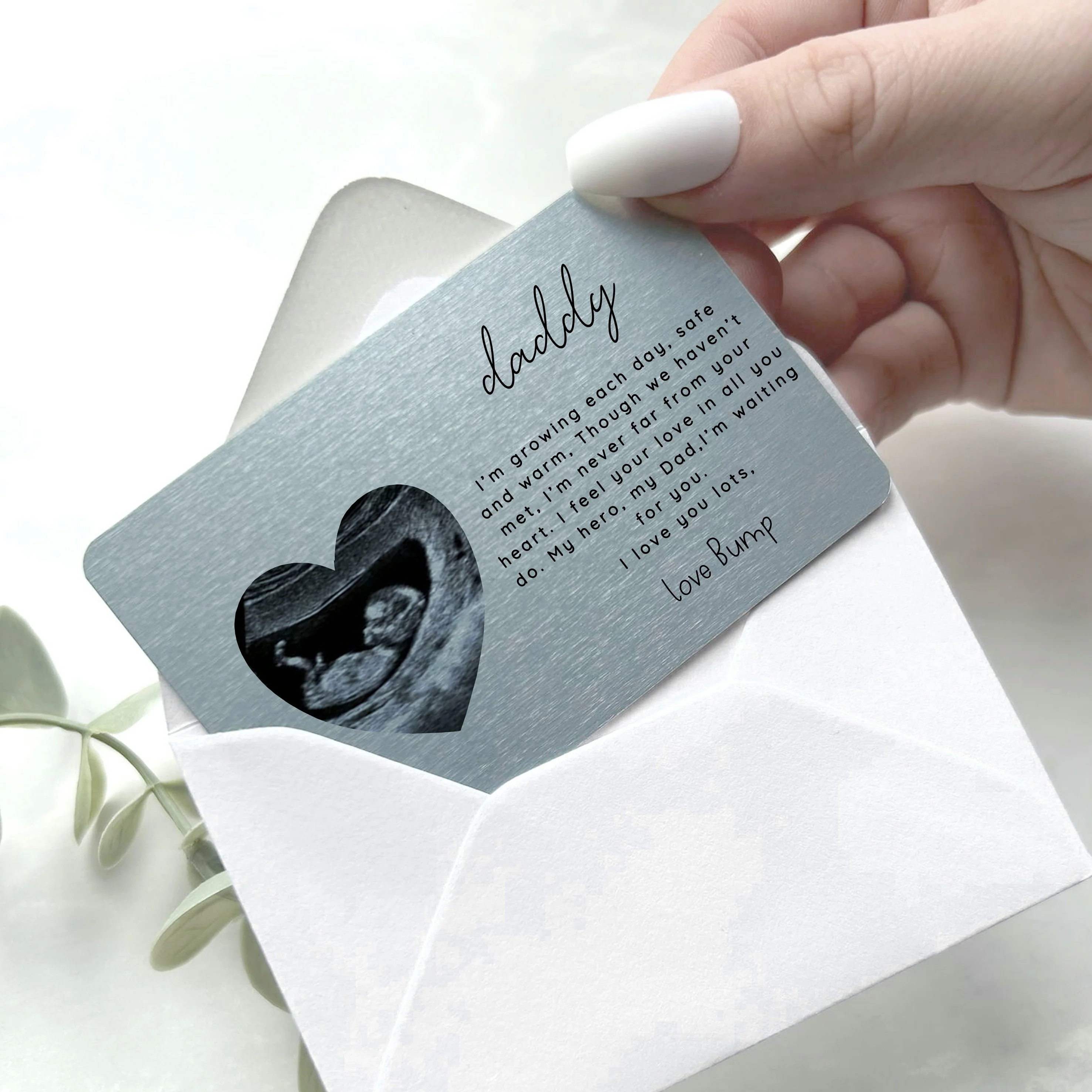 Personalised Heart Baby Scan Wallet Card - Image 6