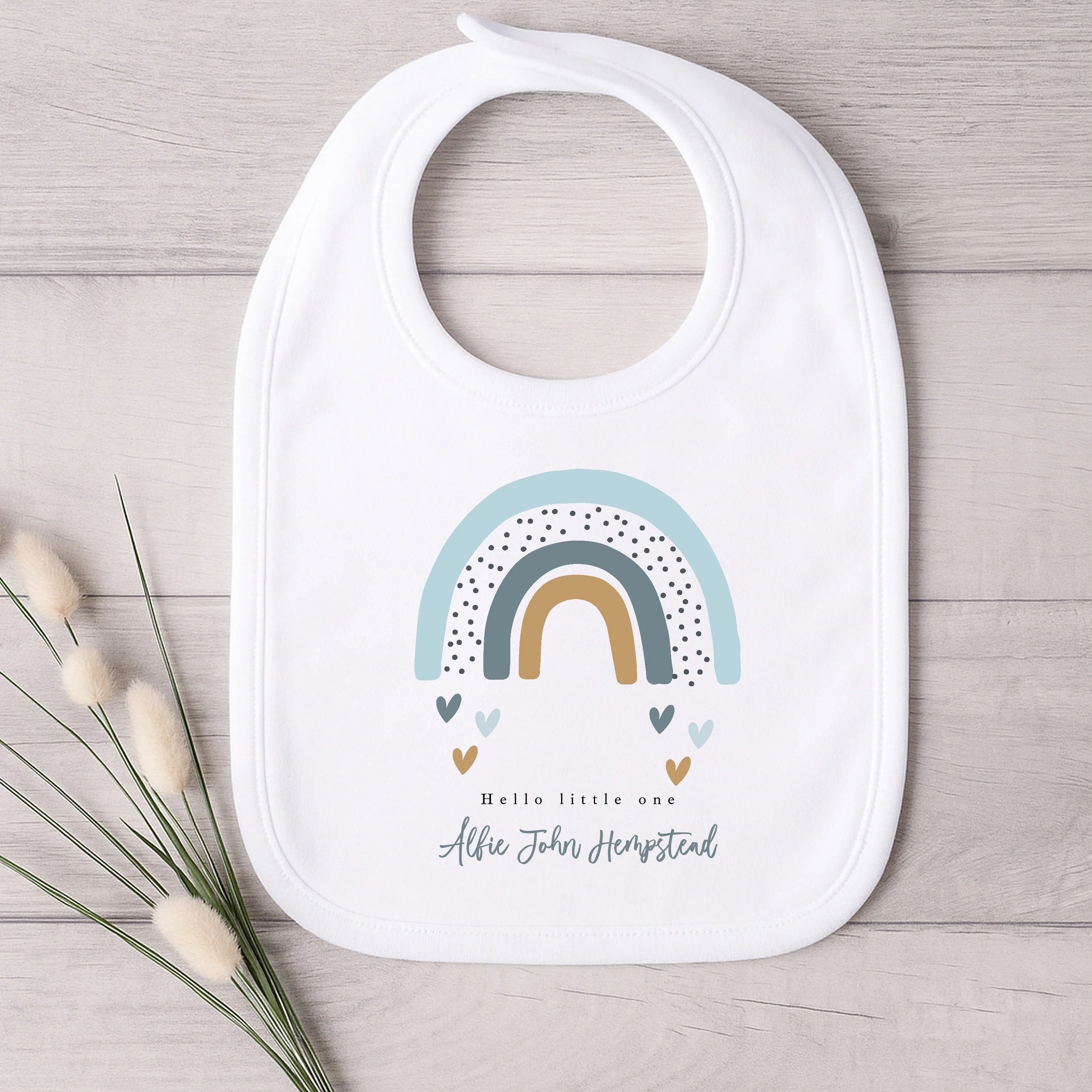 Personalised Hello Little One Blue Rainbow Babygrow/Vest - Image 4