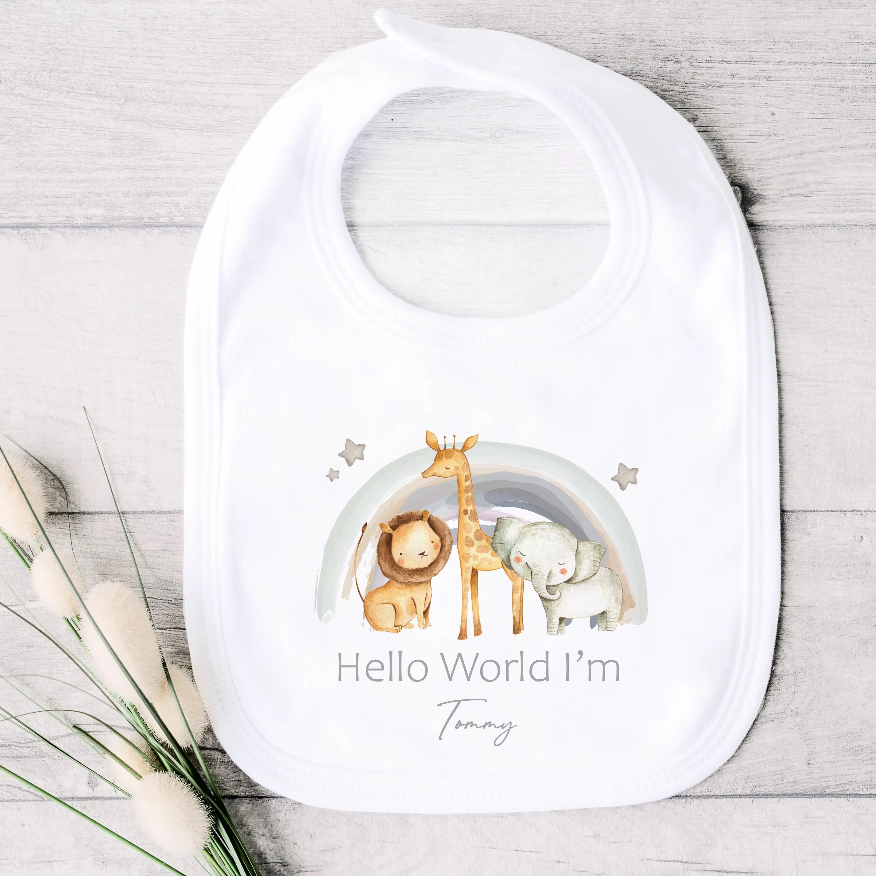 Personalised Hello World Jungle Rainbow Babygrow/Vest - Image 2