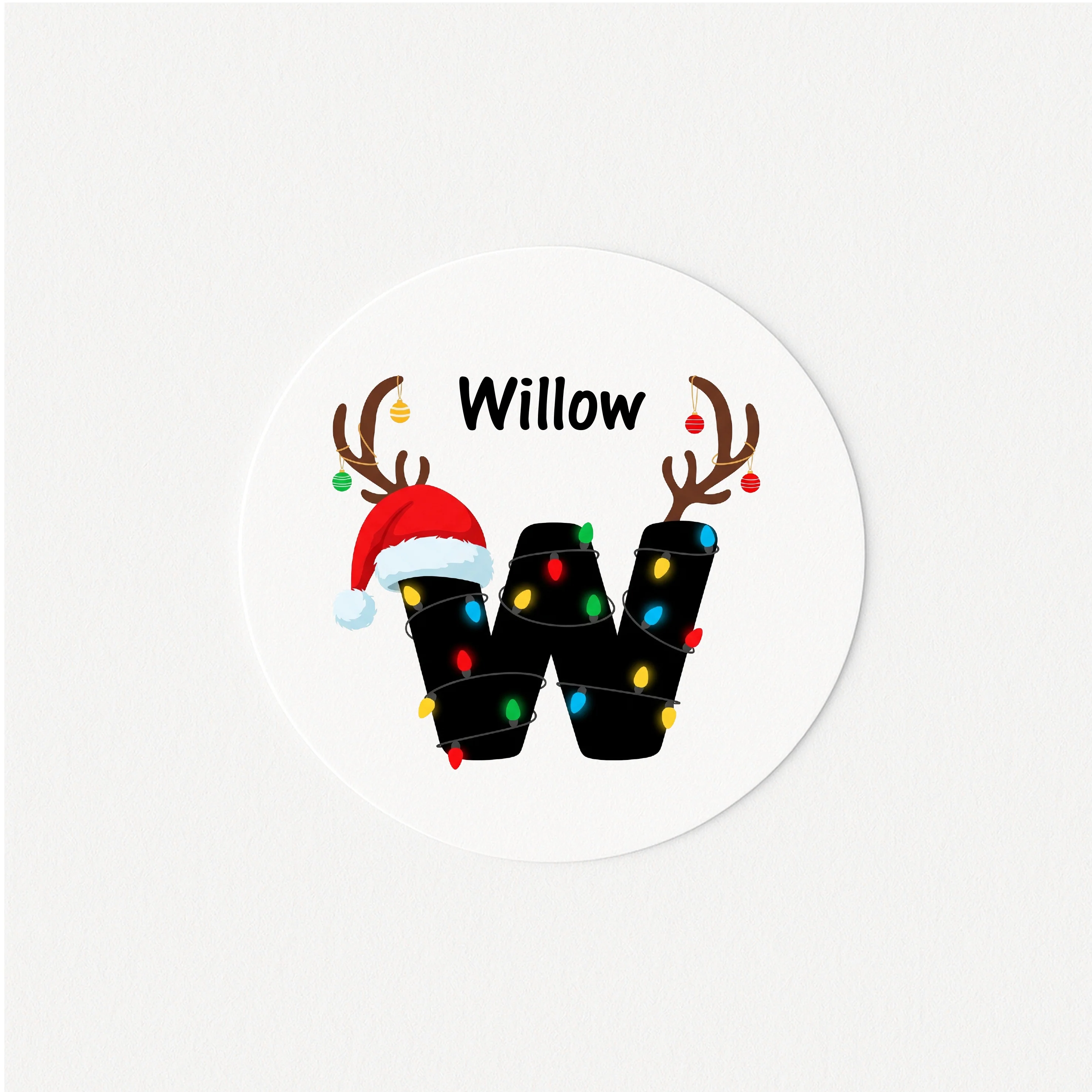 Personalised Initial Reindeer Lights Christmas Stickers - Image 3