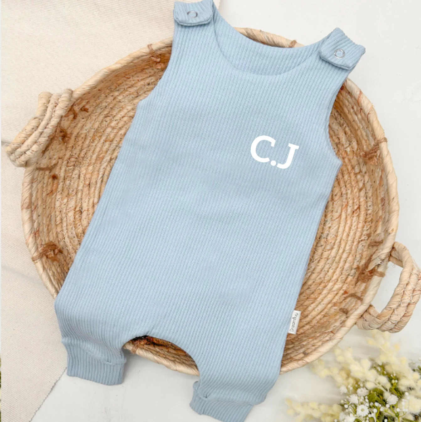 Personalised Initial Ribbed Dungarees - Image 2