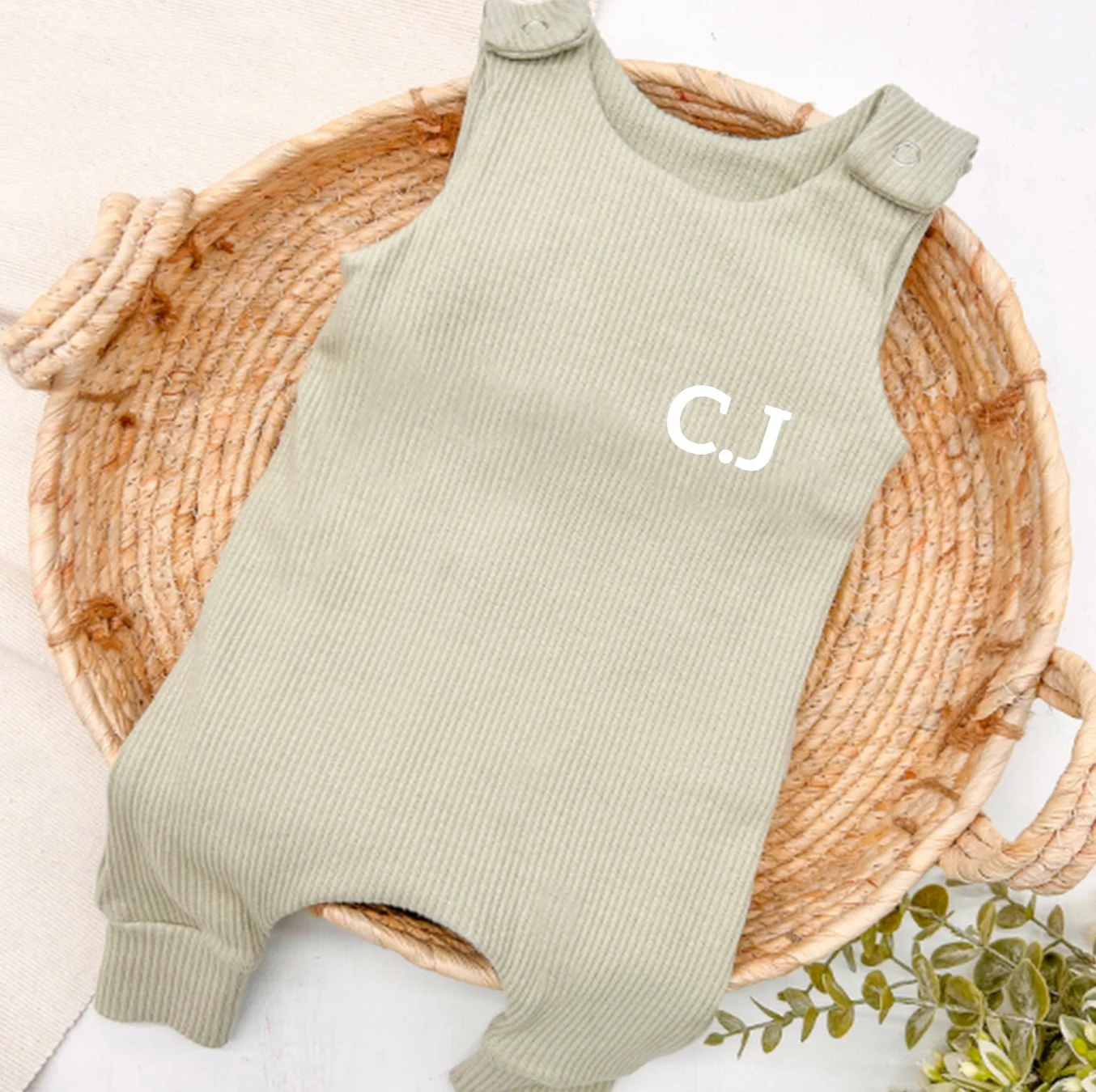 Personalised Initial Ribbed Dungarees - Image 3