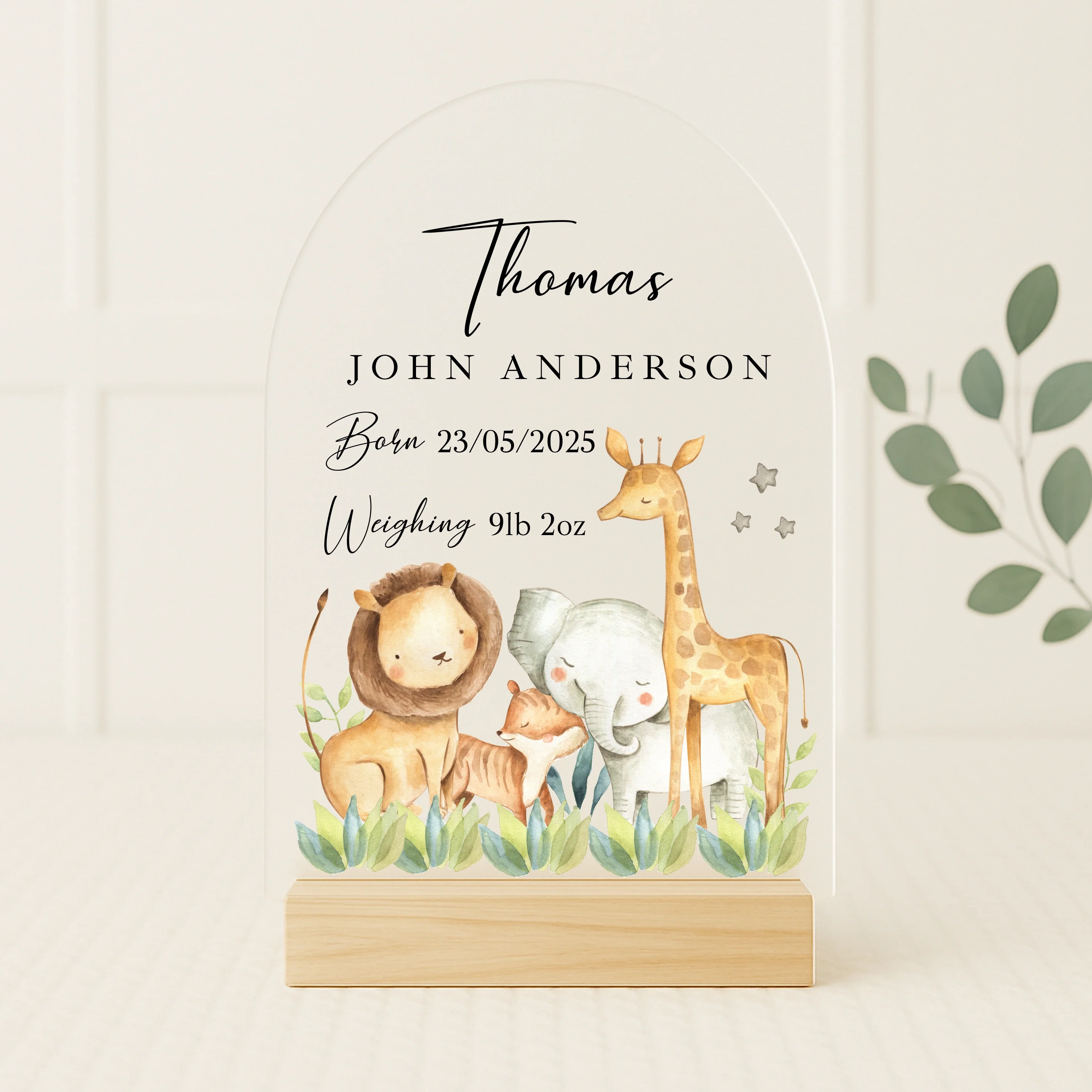 Personalised Jungle Scene Birth Stats Plaque - Image 3
