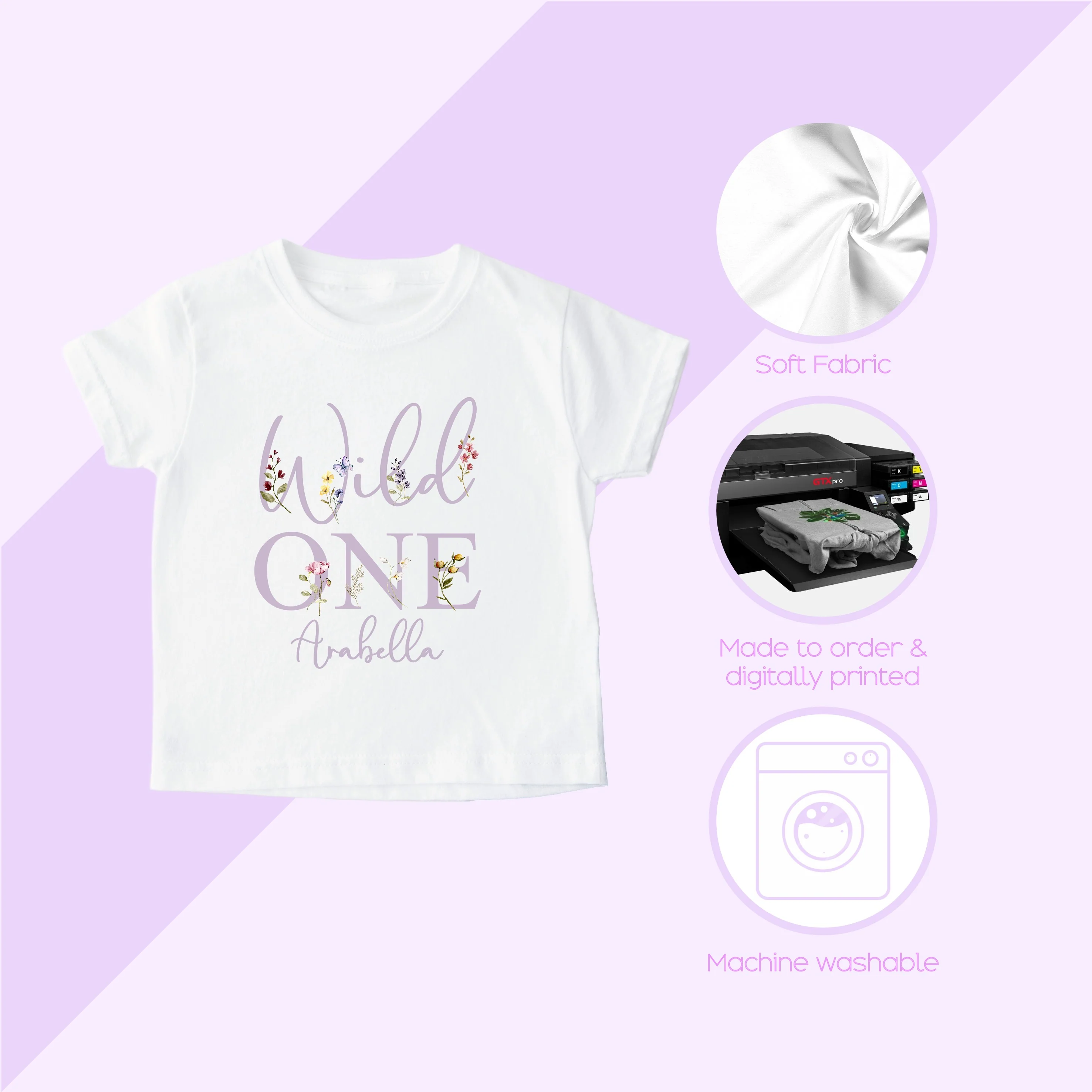 Personalised Lilac Wild One Birthday T-shirt - Image 3