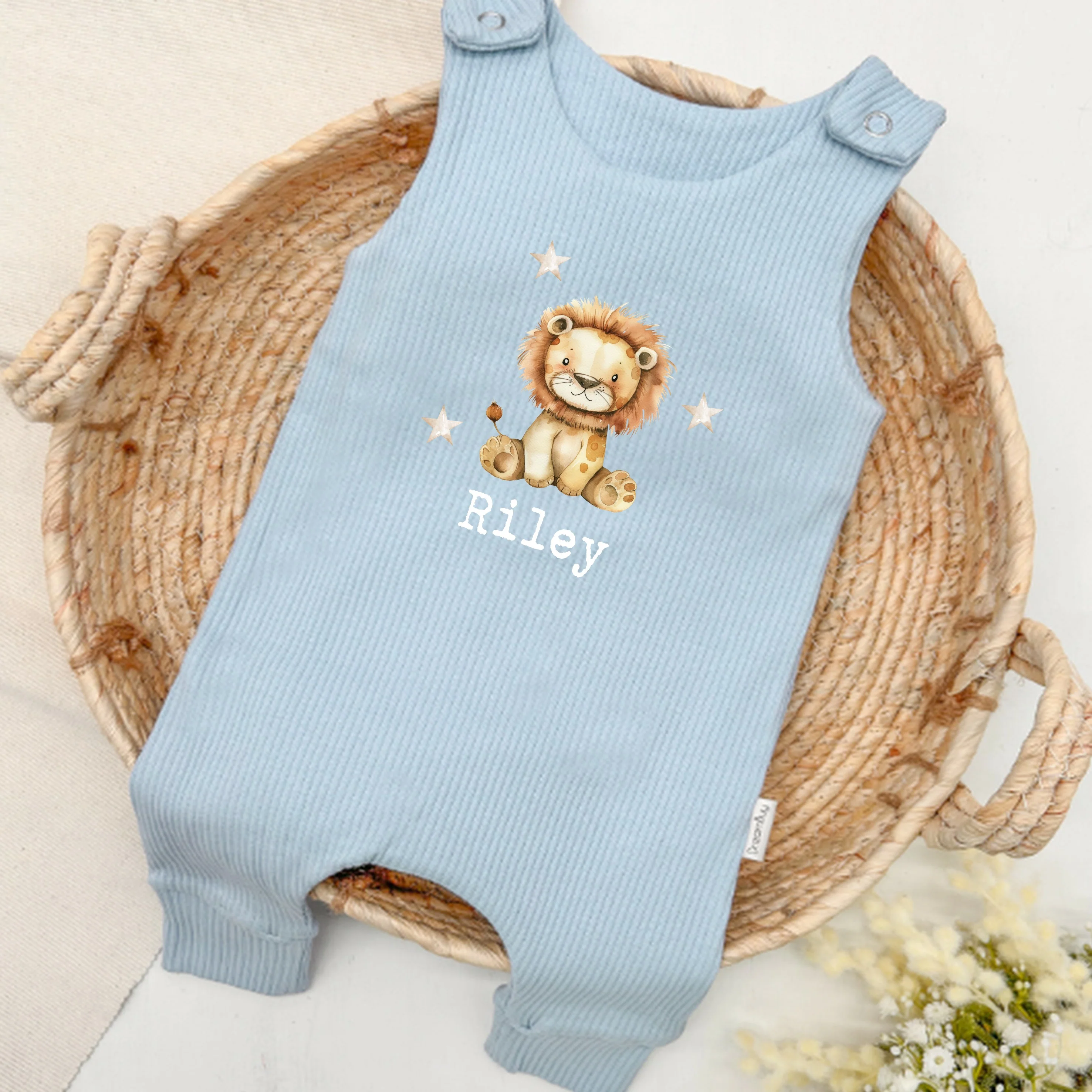 Personalised Lion Ribbed Baby/Toddler Dungarees - Image 3