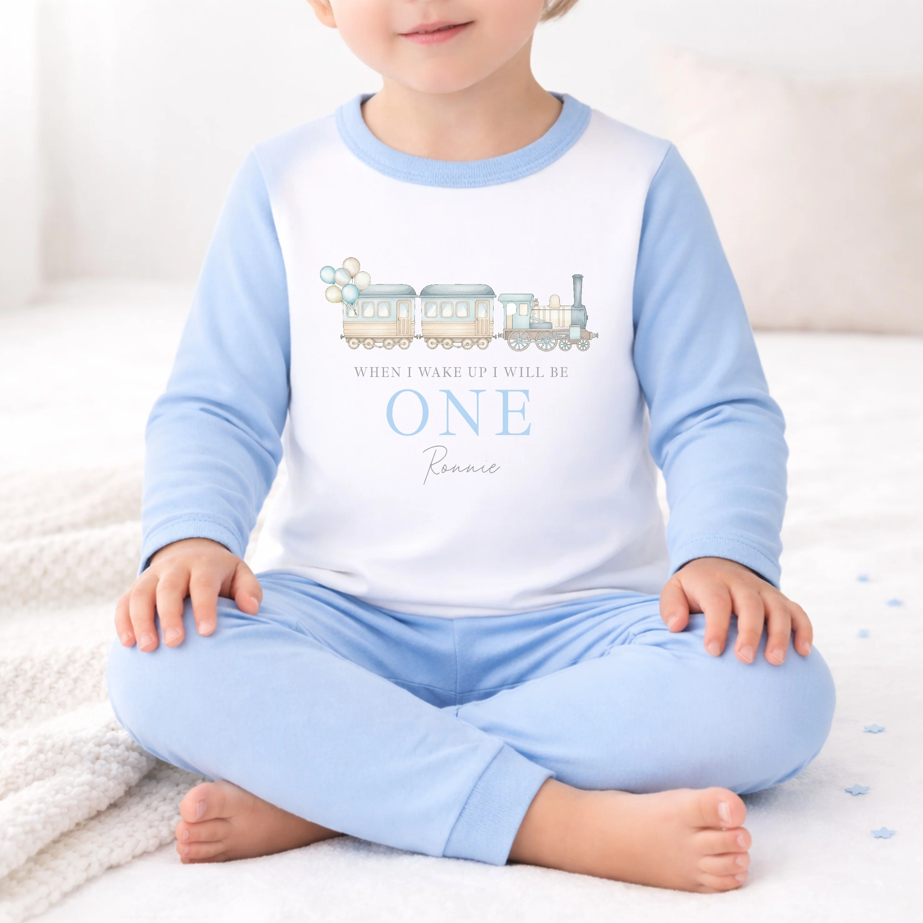 Personalised Little Train Any Age Birthday Pyjamas - Image 4