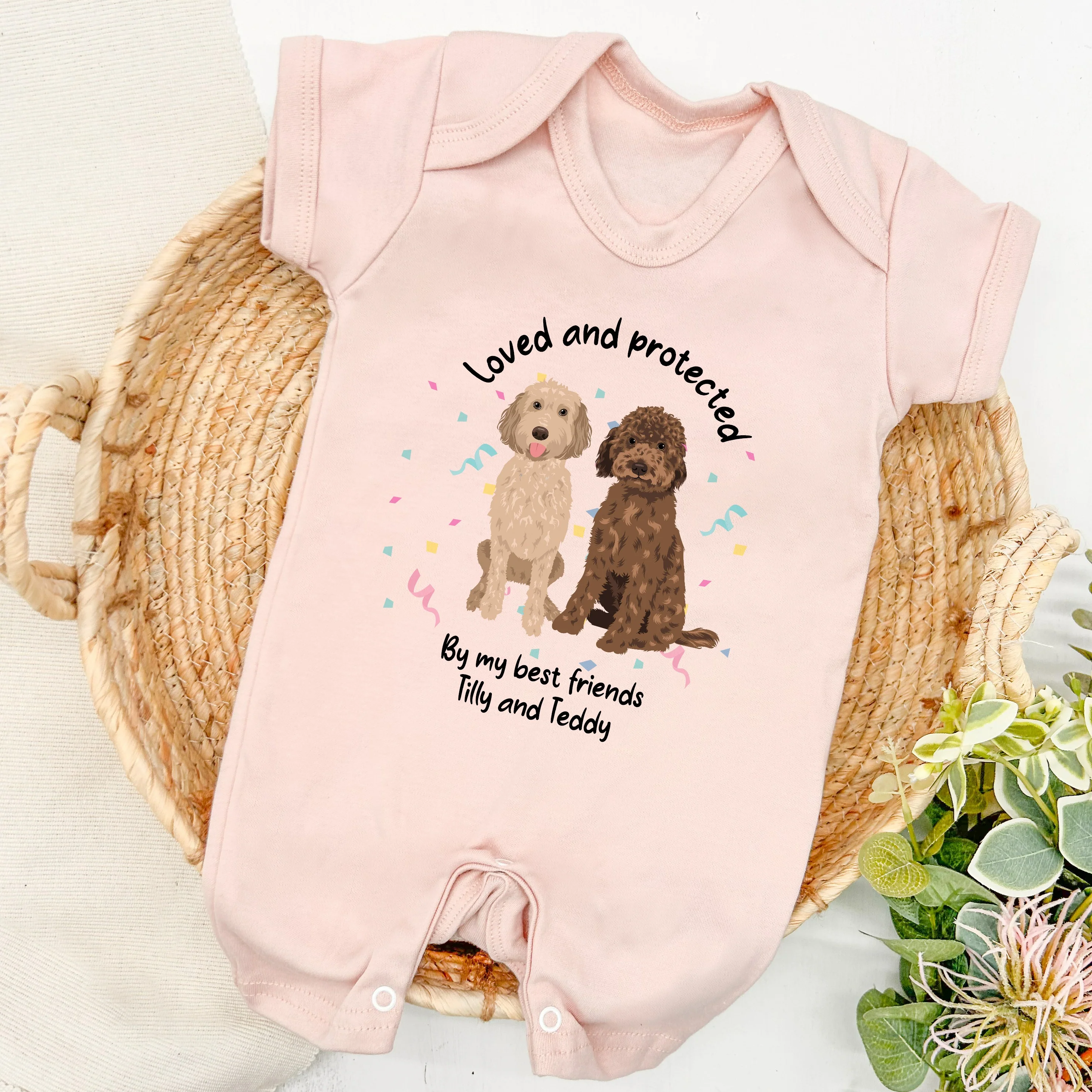 Personalised Loved and Protected By Dogs Romper - Image 3