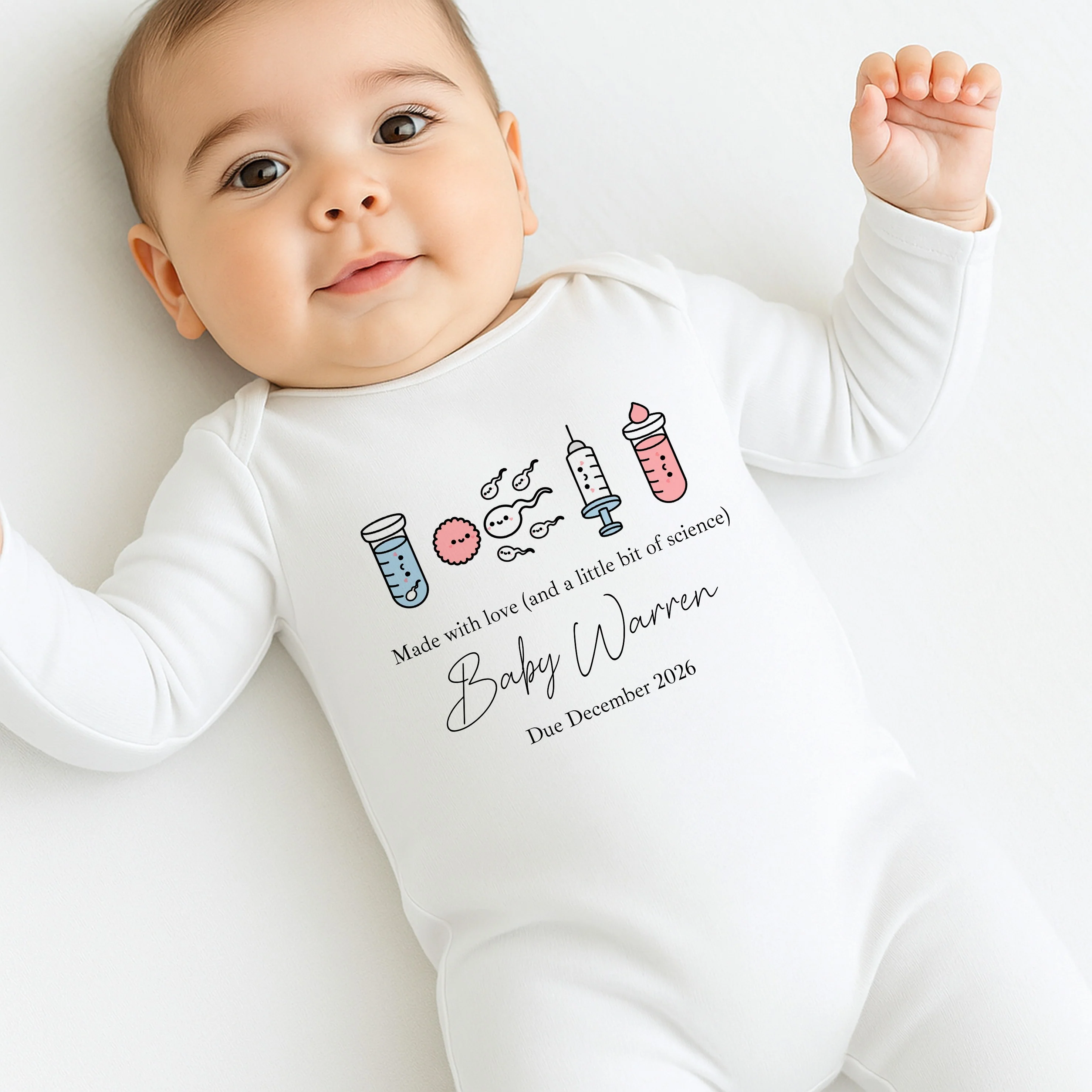 Personalised Made With Love And Science IVF Baby Announcement Vest - Image 2