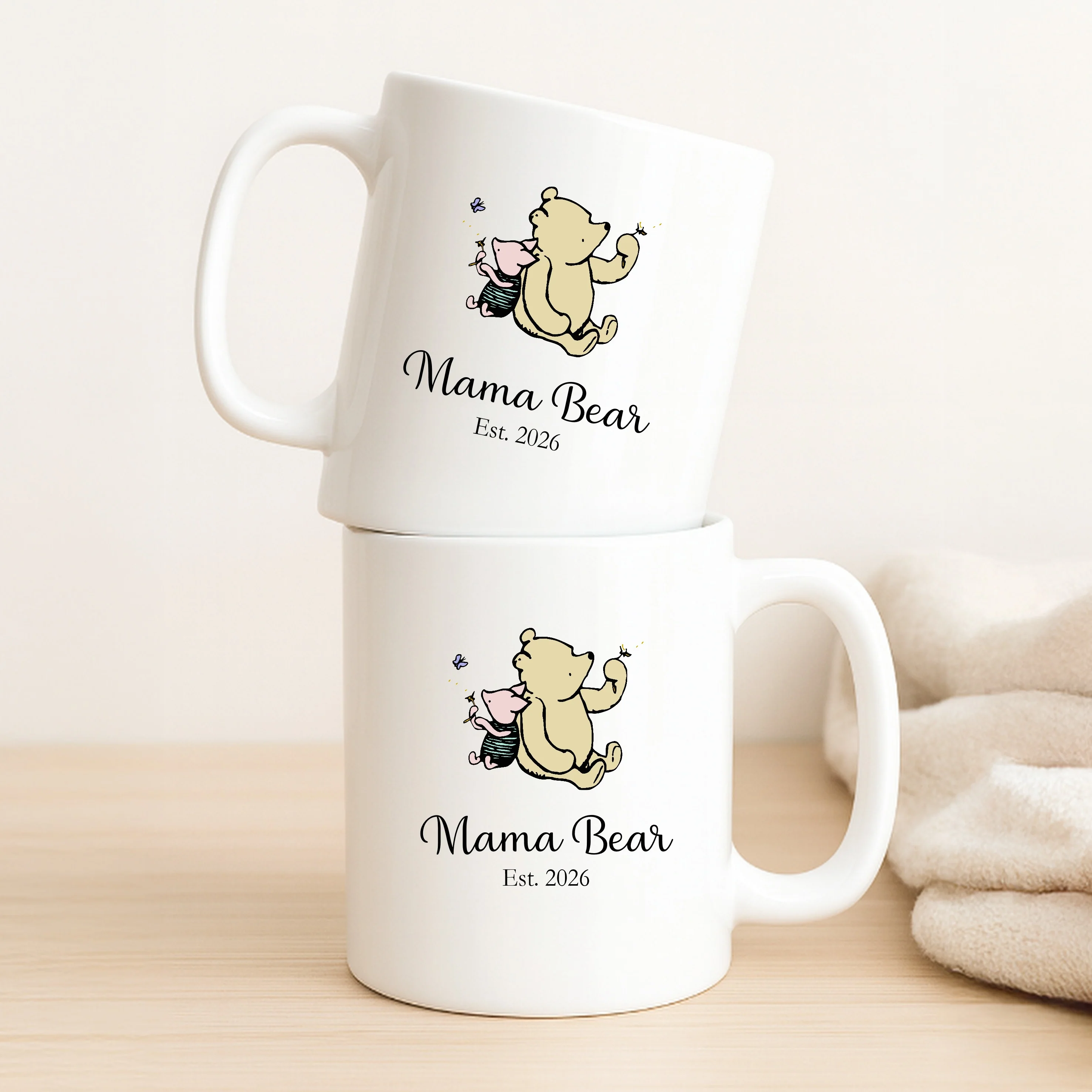 Personalised Mama Bear Est Pooh Bear Mug