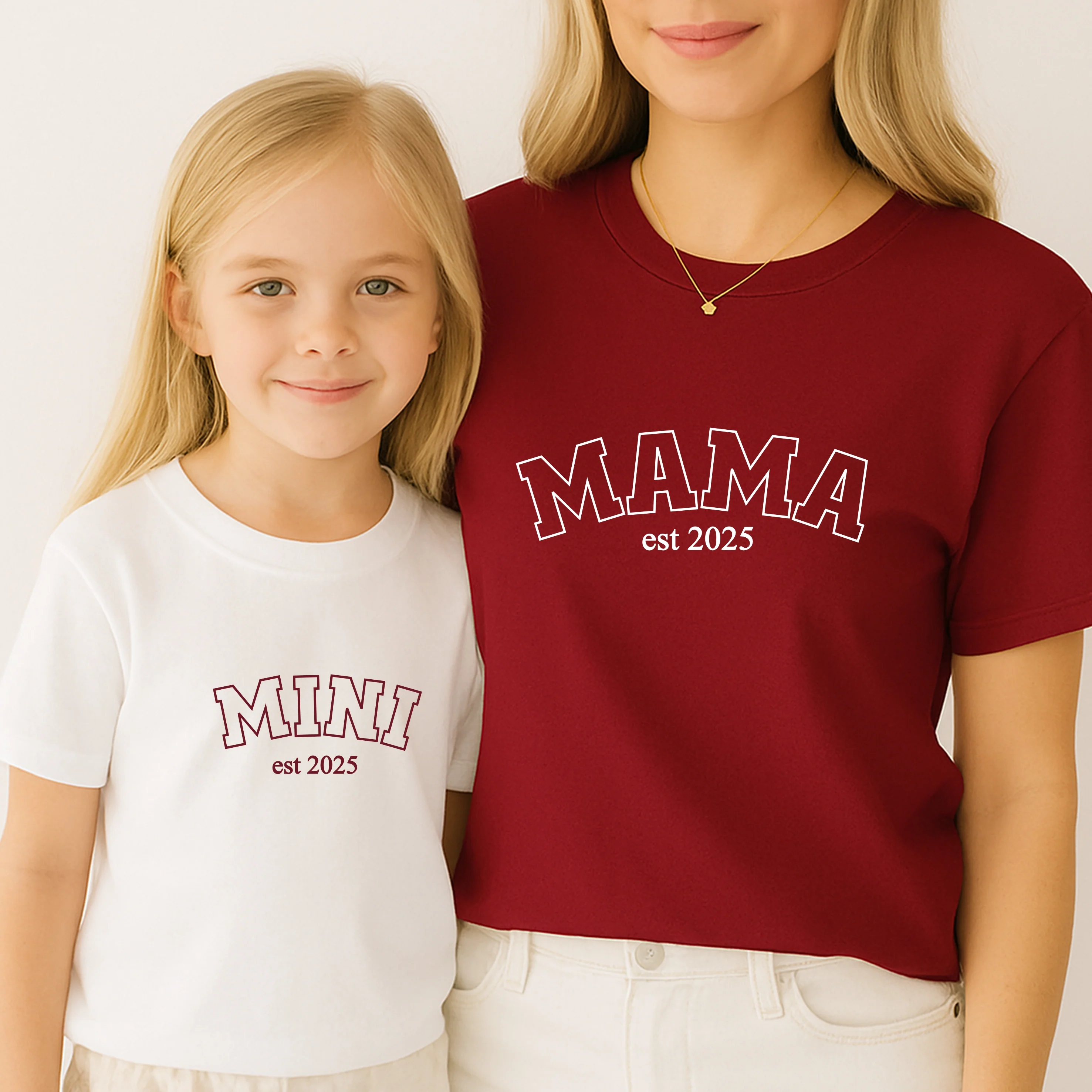 Personalised Mama & Mini Maroon Matching Outfits - Image 2