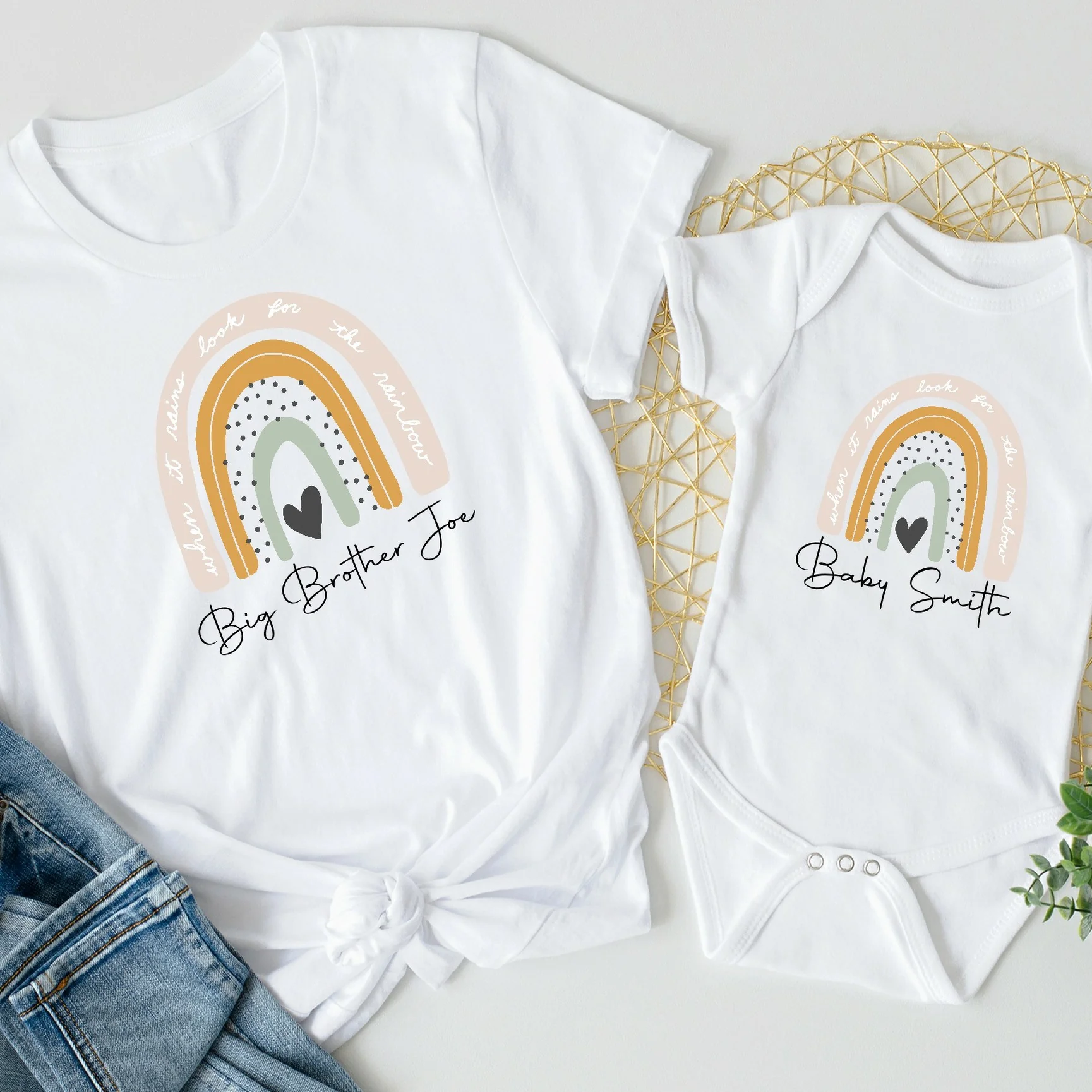 Personalised Matching Neutral Rainbow Matching Outfits - Image 2