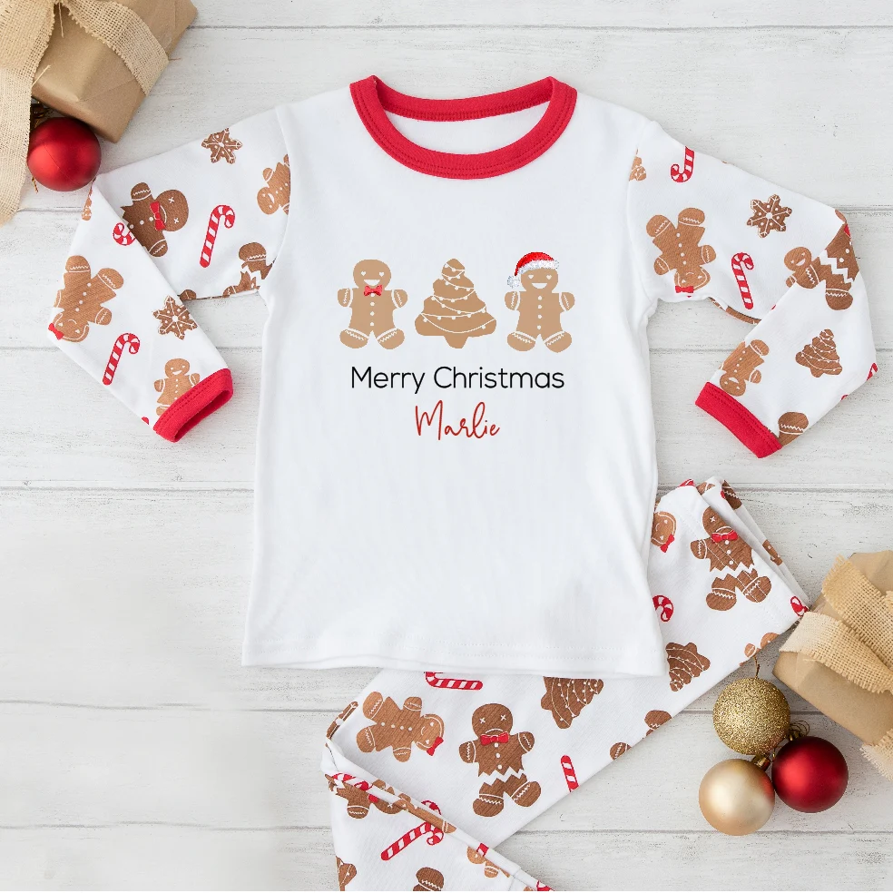 Personalised Merry Christmas Gingerbread Pyjamas