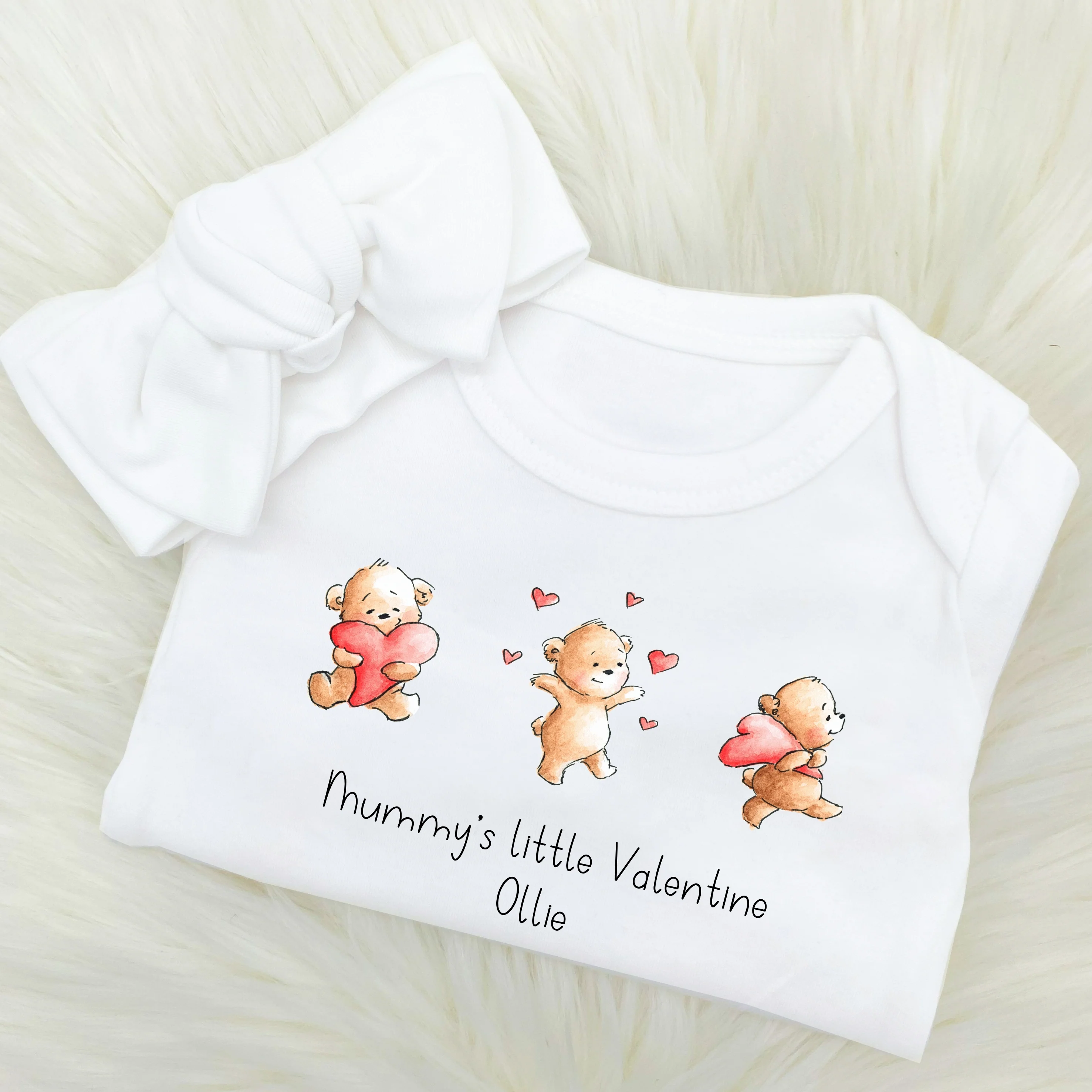 Personalised Mummy's Little Valentine Baby Grow or Vest