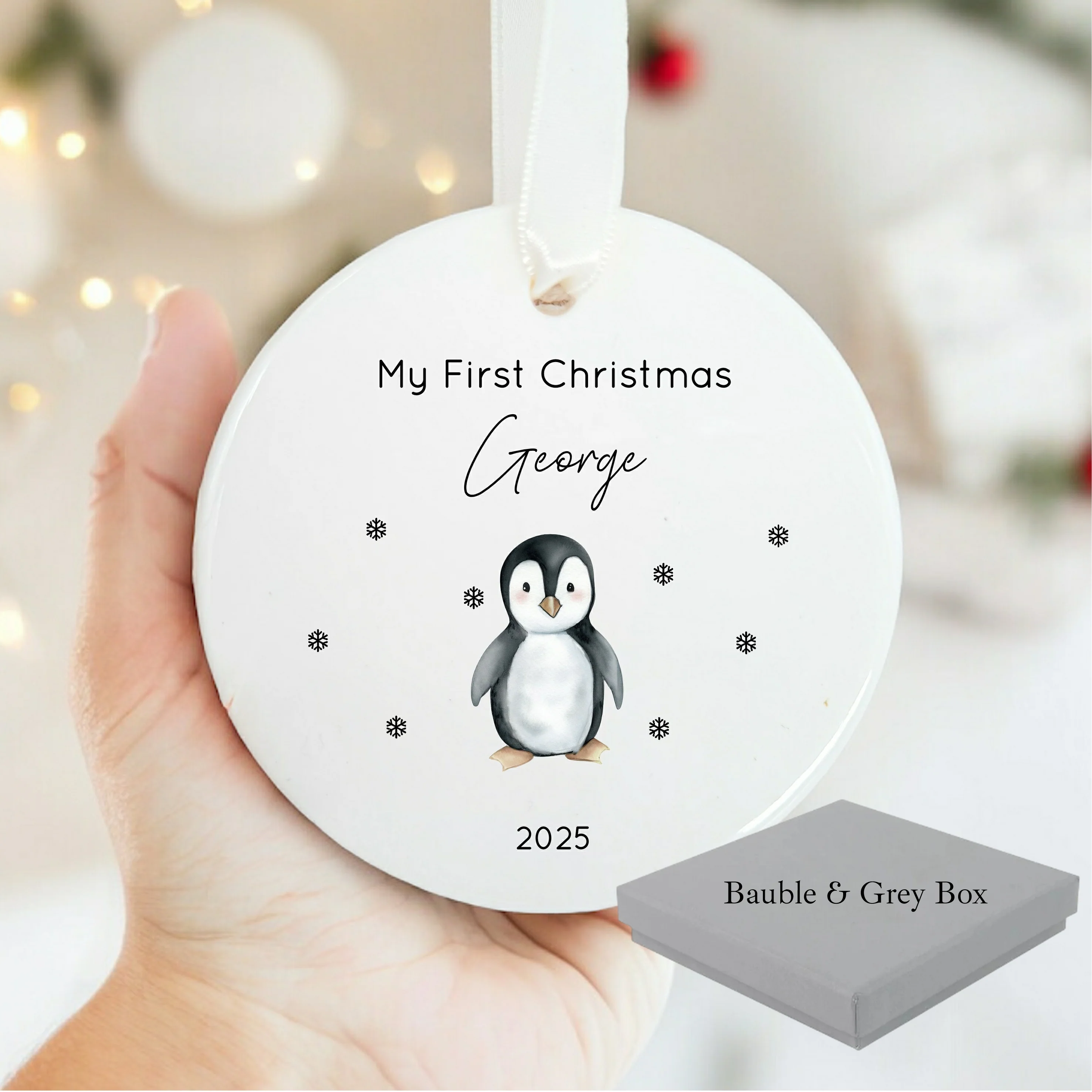 Personalised My First Christmas Penguin Ceramic Ornament - Image 5
