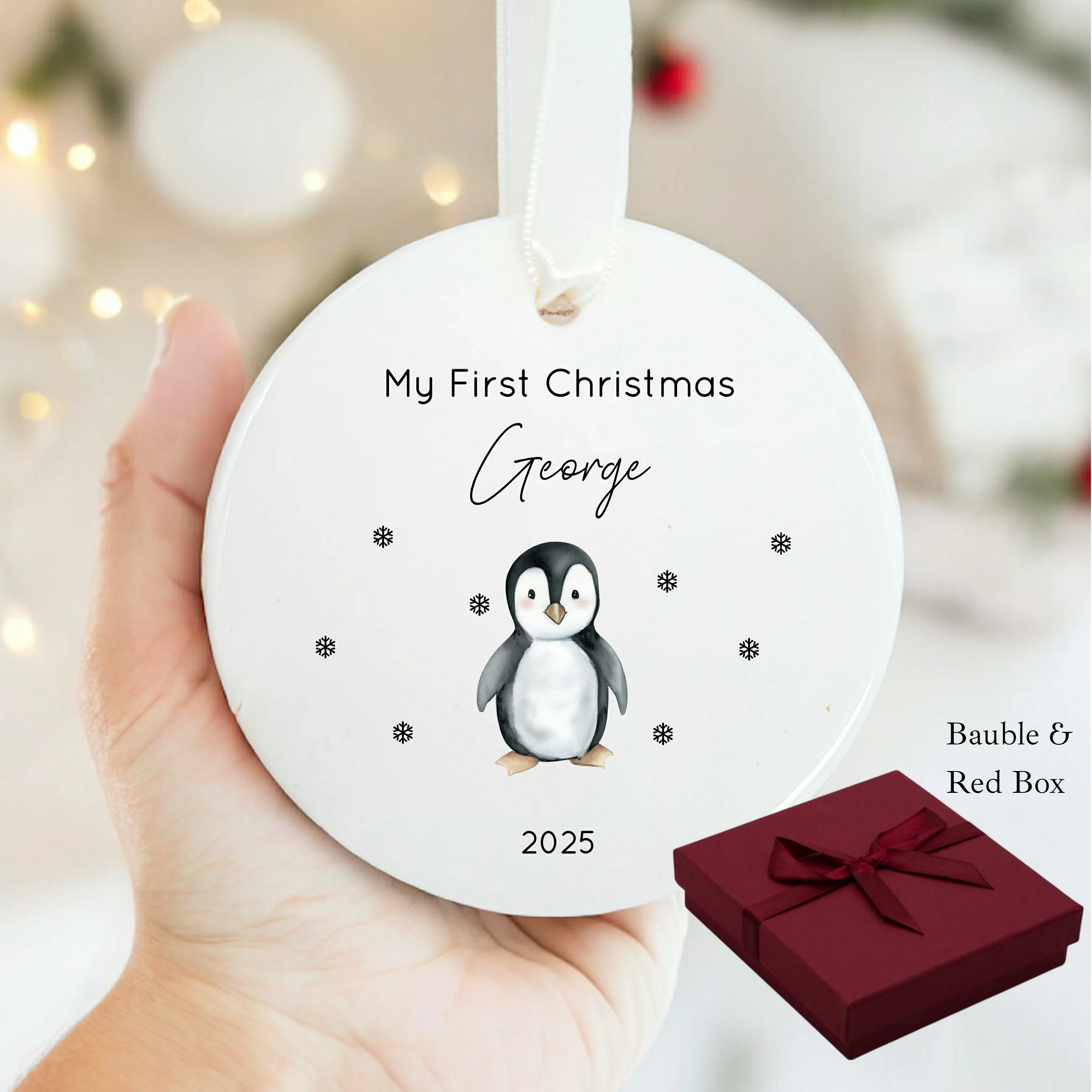 Personalised My First Christmas Penguin Ceramic Ornament - Image 6
