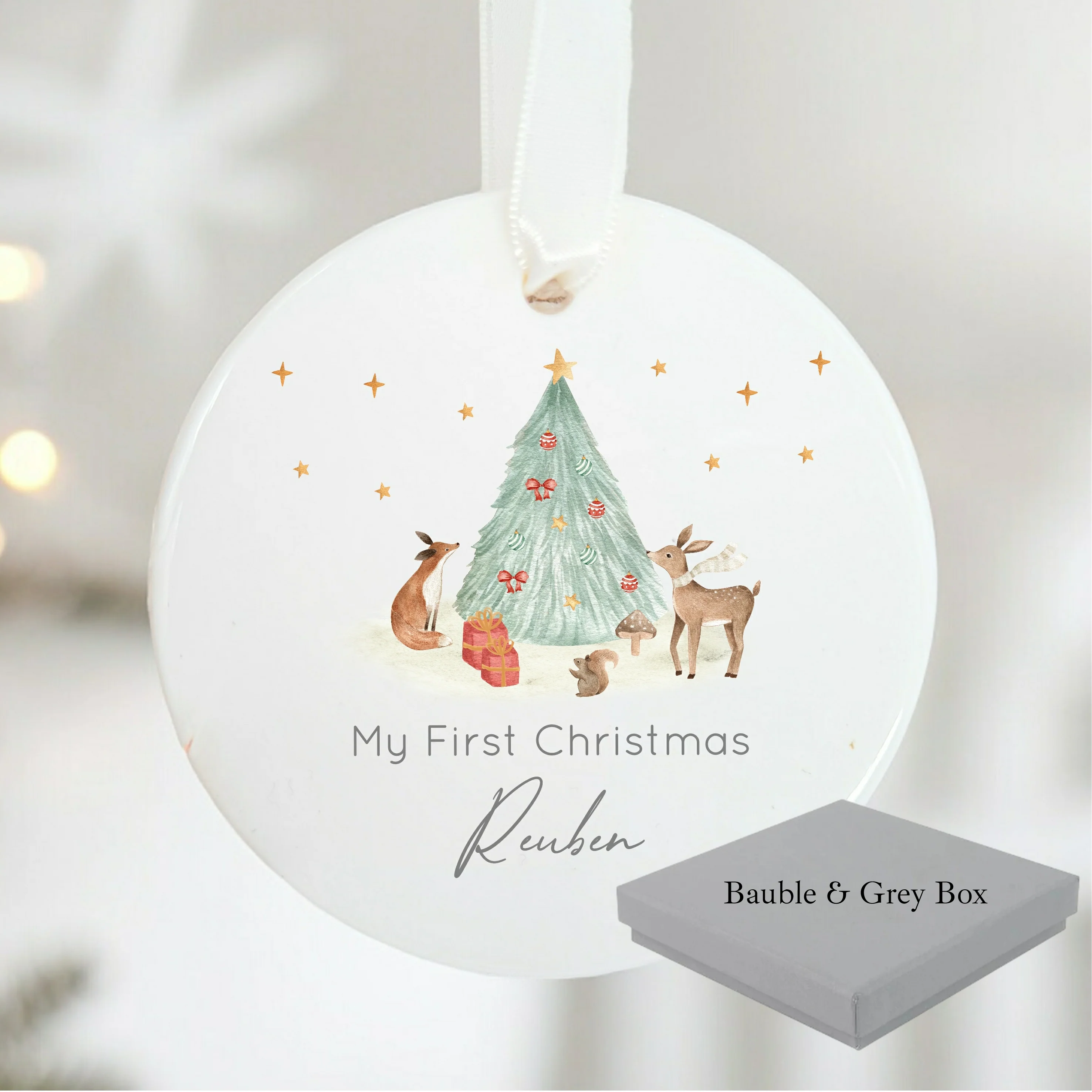 Personalised My First Christmas Woodland Ceramic Ornament - Image 6