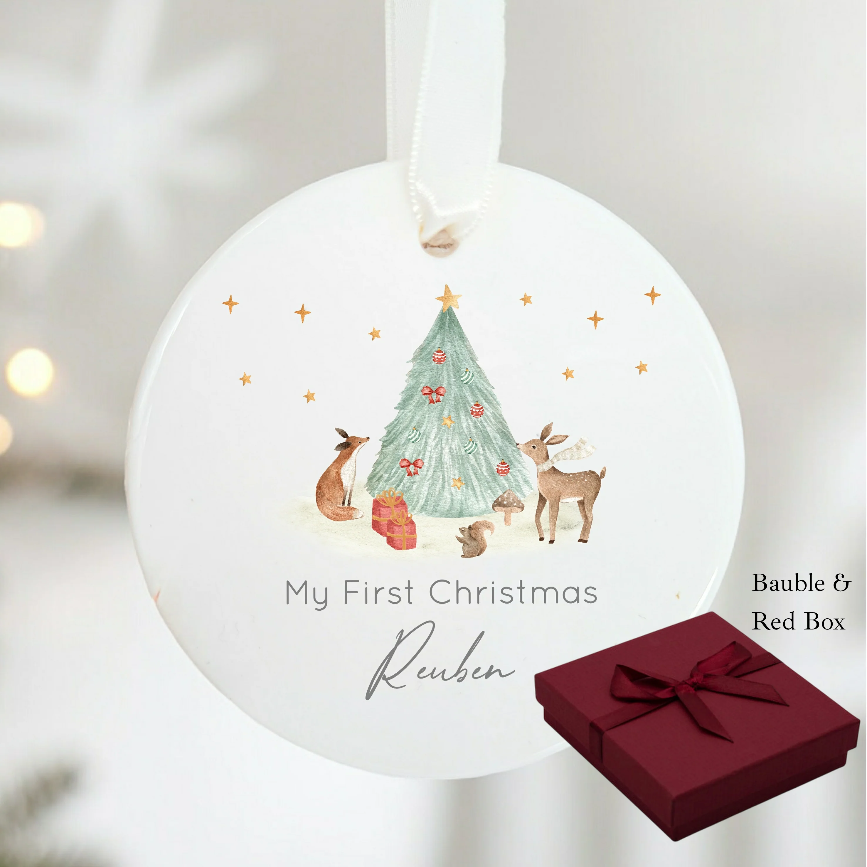 Personalised My First Christmas Woodland Ceramic Ornament - Image 7