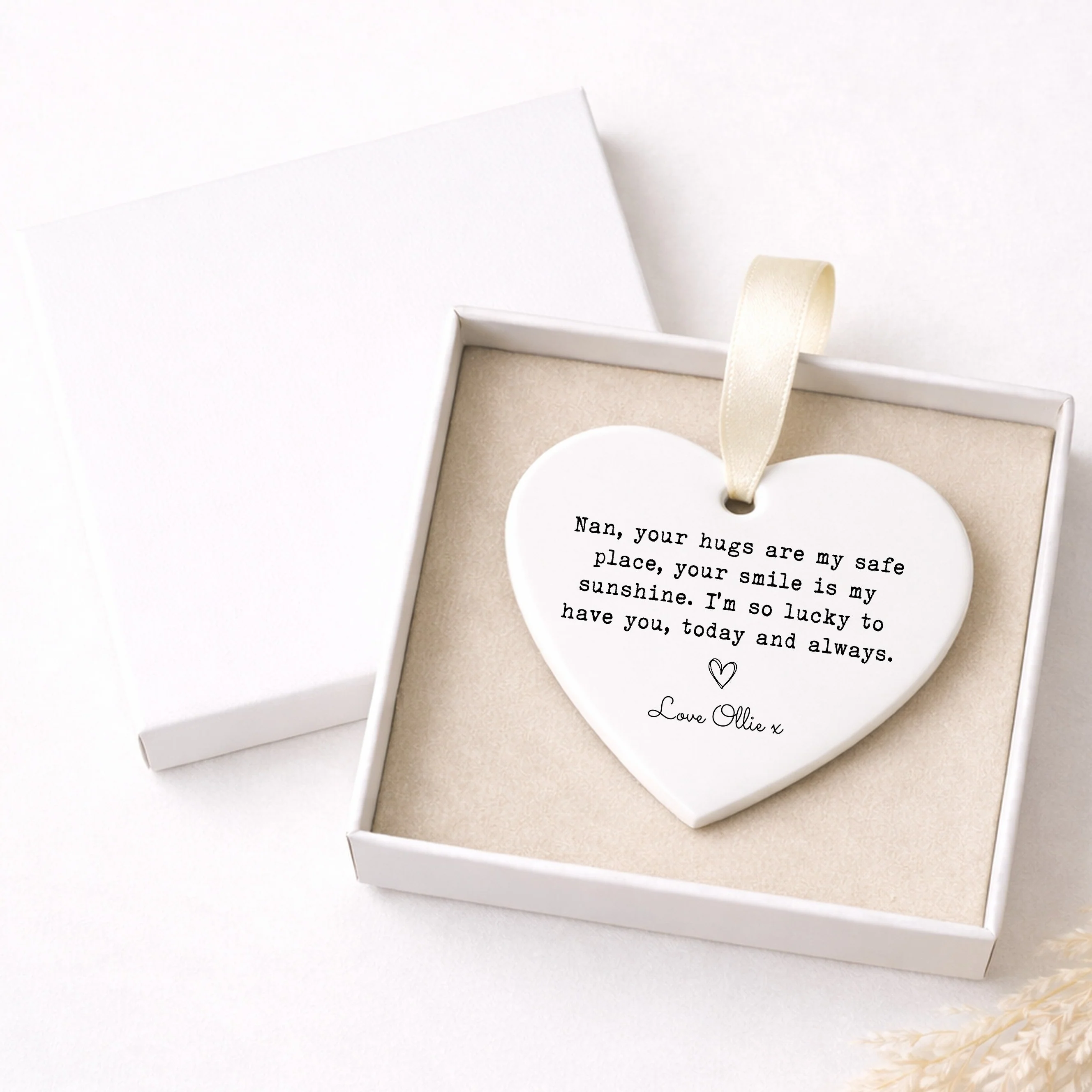 Personalised Nan Hugs Ceramic Ornament - Image 2