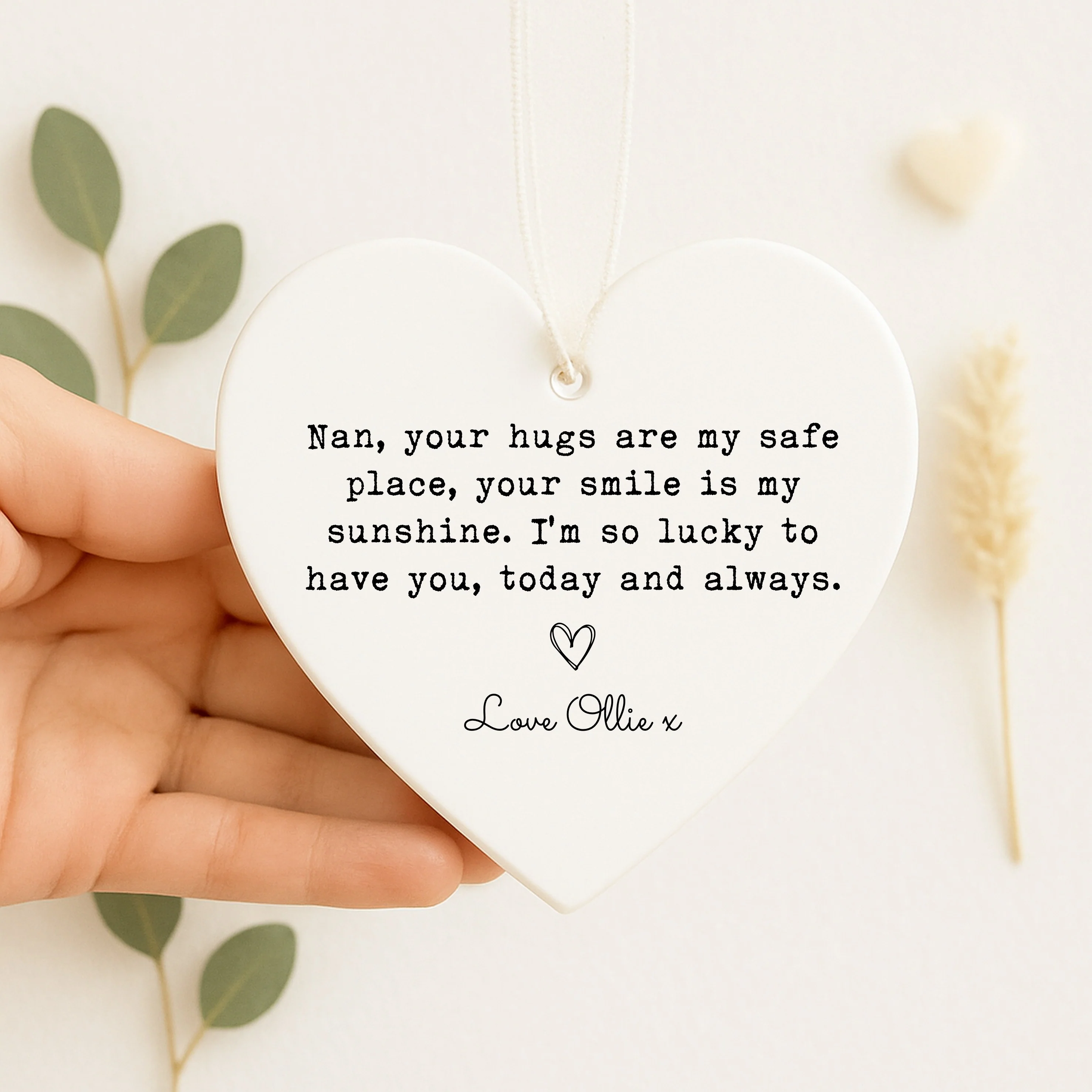 Personalised Nan Hugs Ceramic Ornament - Image 3