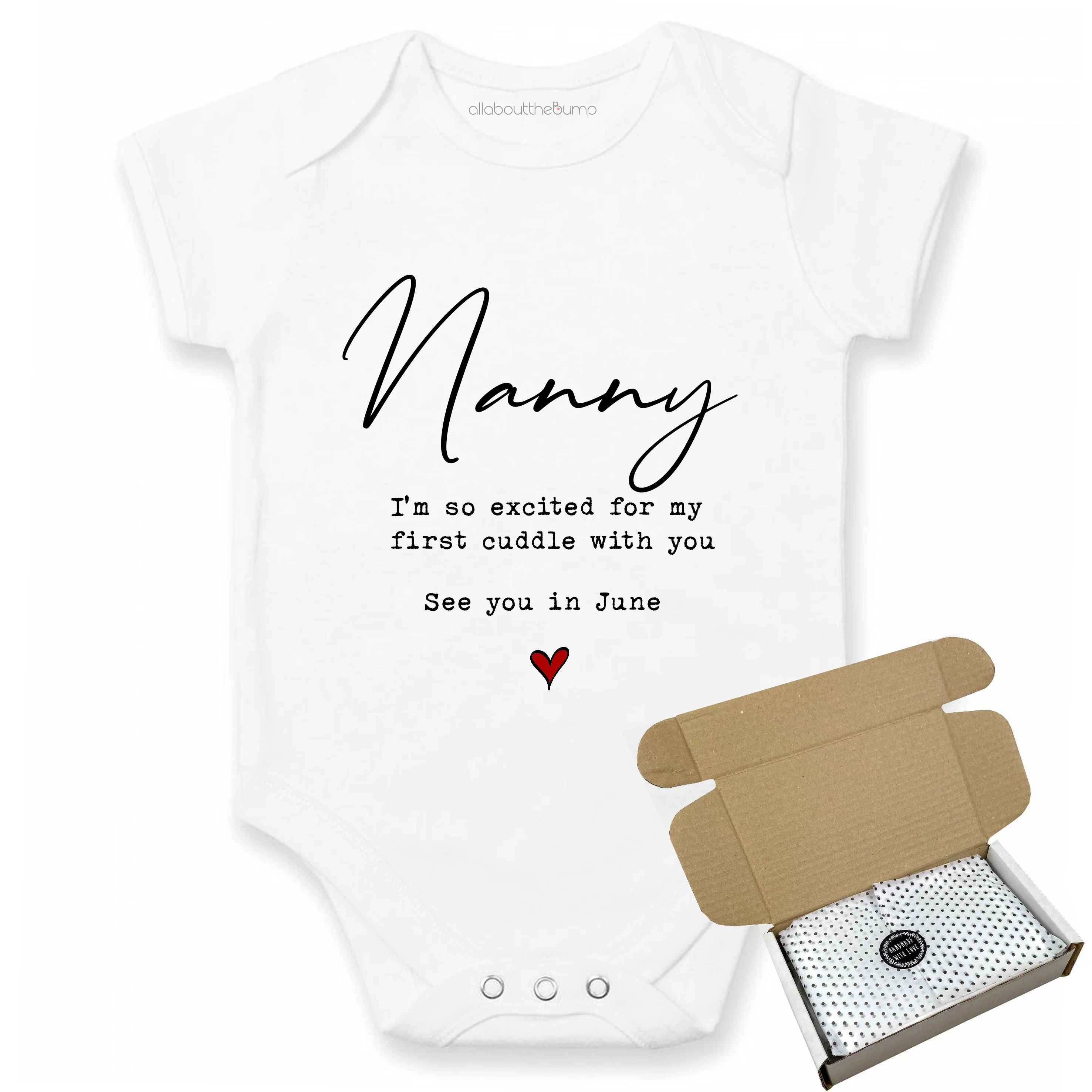 Personalised Nanny Cuddles Baby Announcement Vest - Image 3