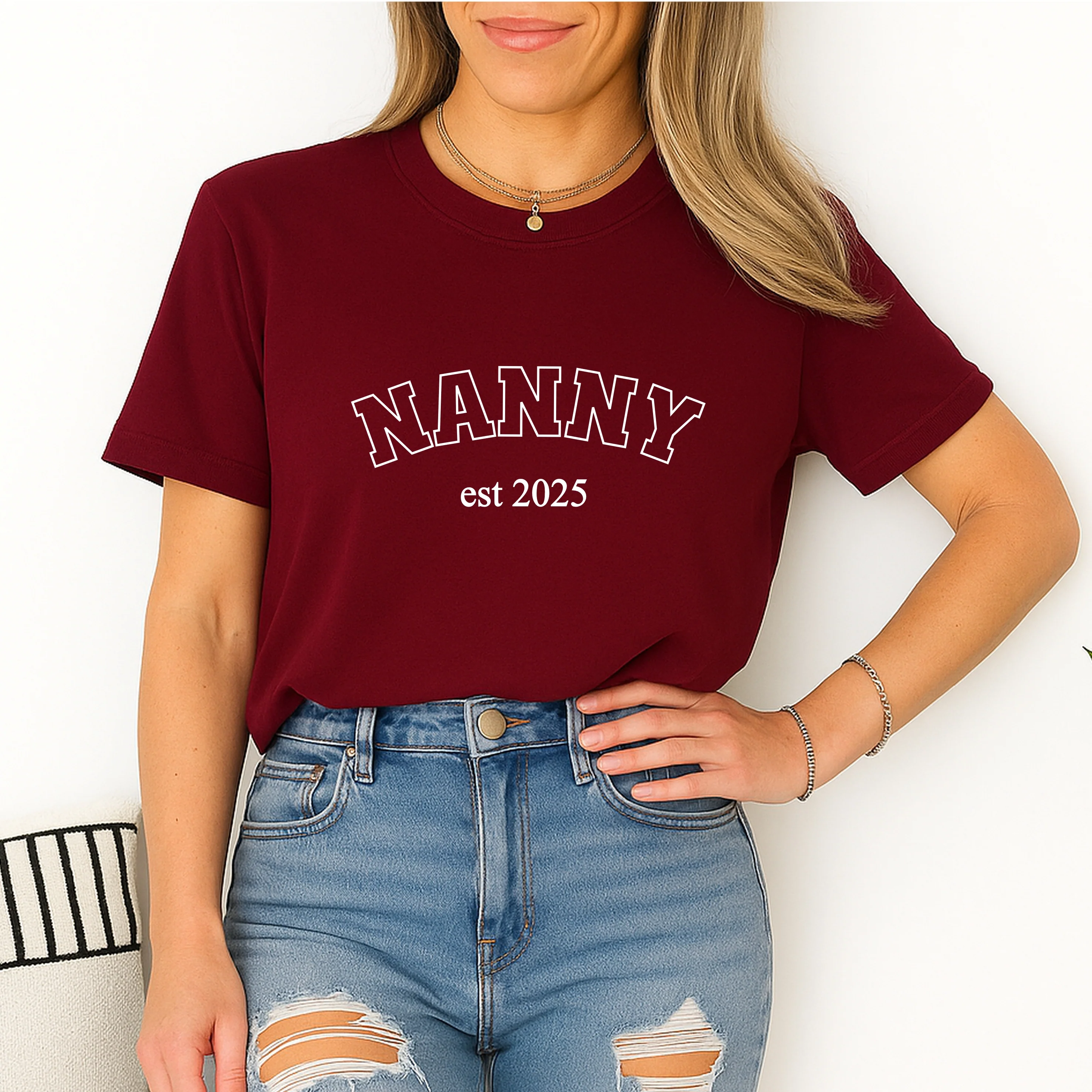 Personalised Nanny & Mini Est Maroon Matching Outfits - Image 3