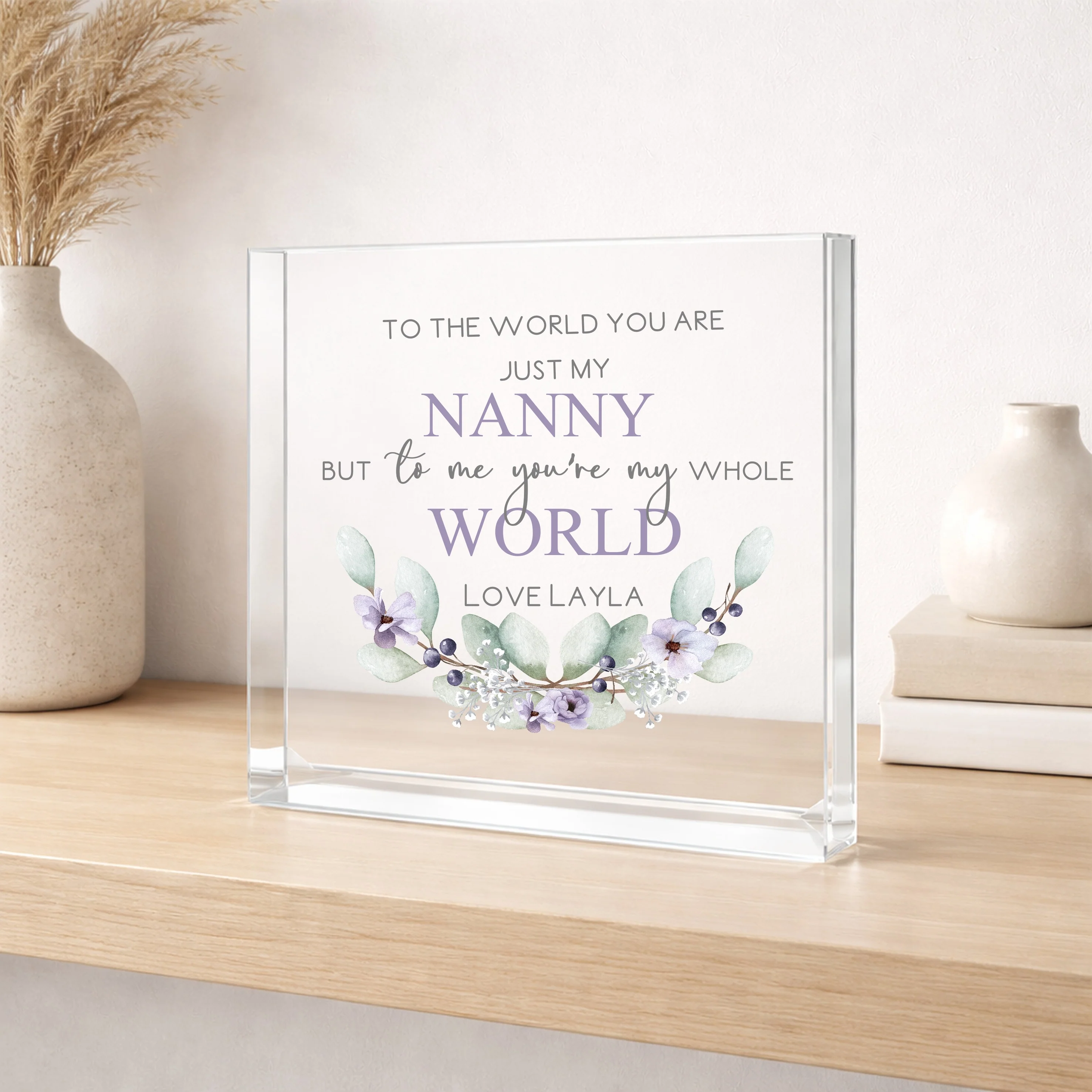 Personalised Nanny You Are My World Acrylic Block