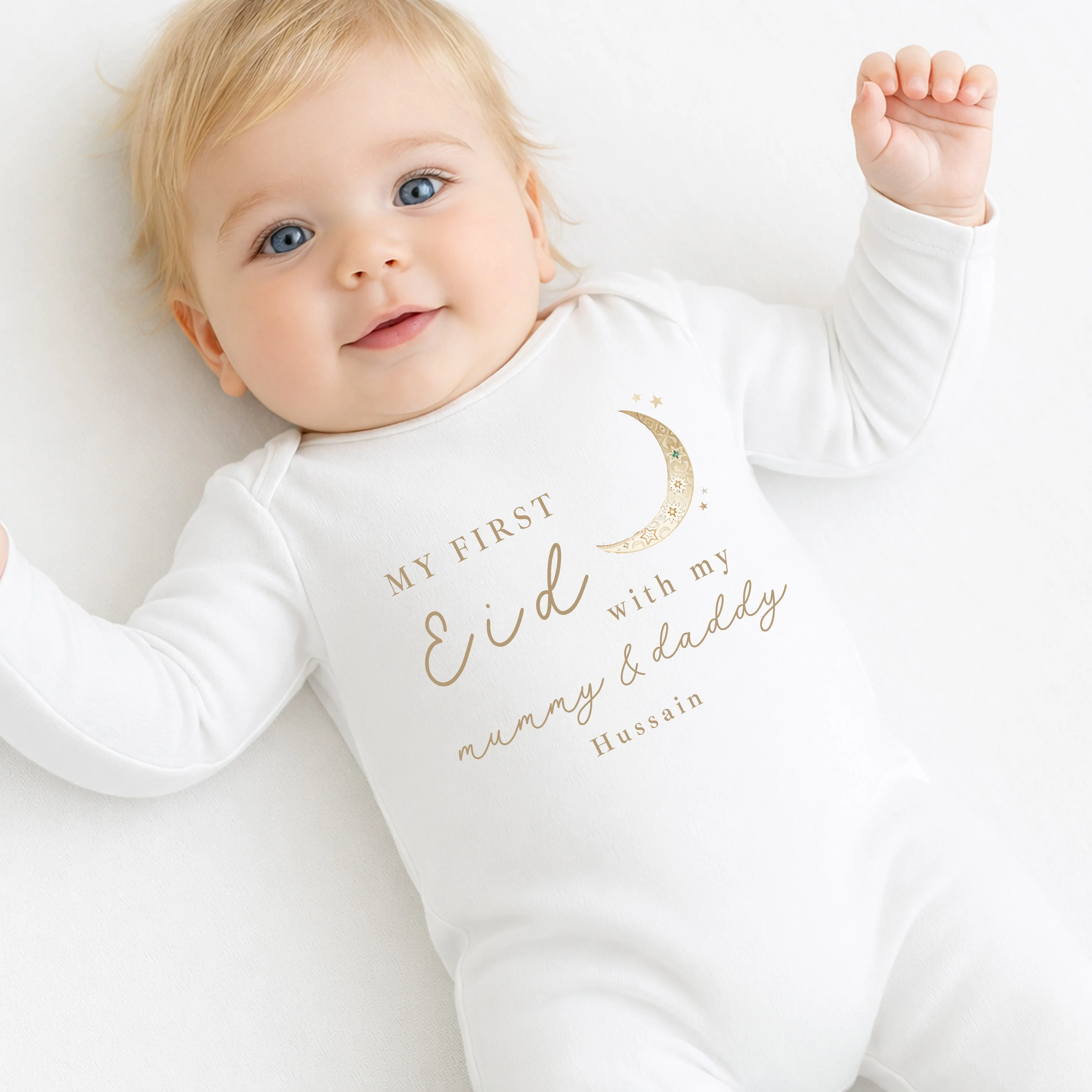 Personalised Our First Eid Baby Grow, Vest or Bib - Image 6