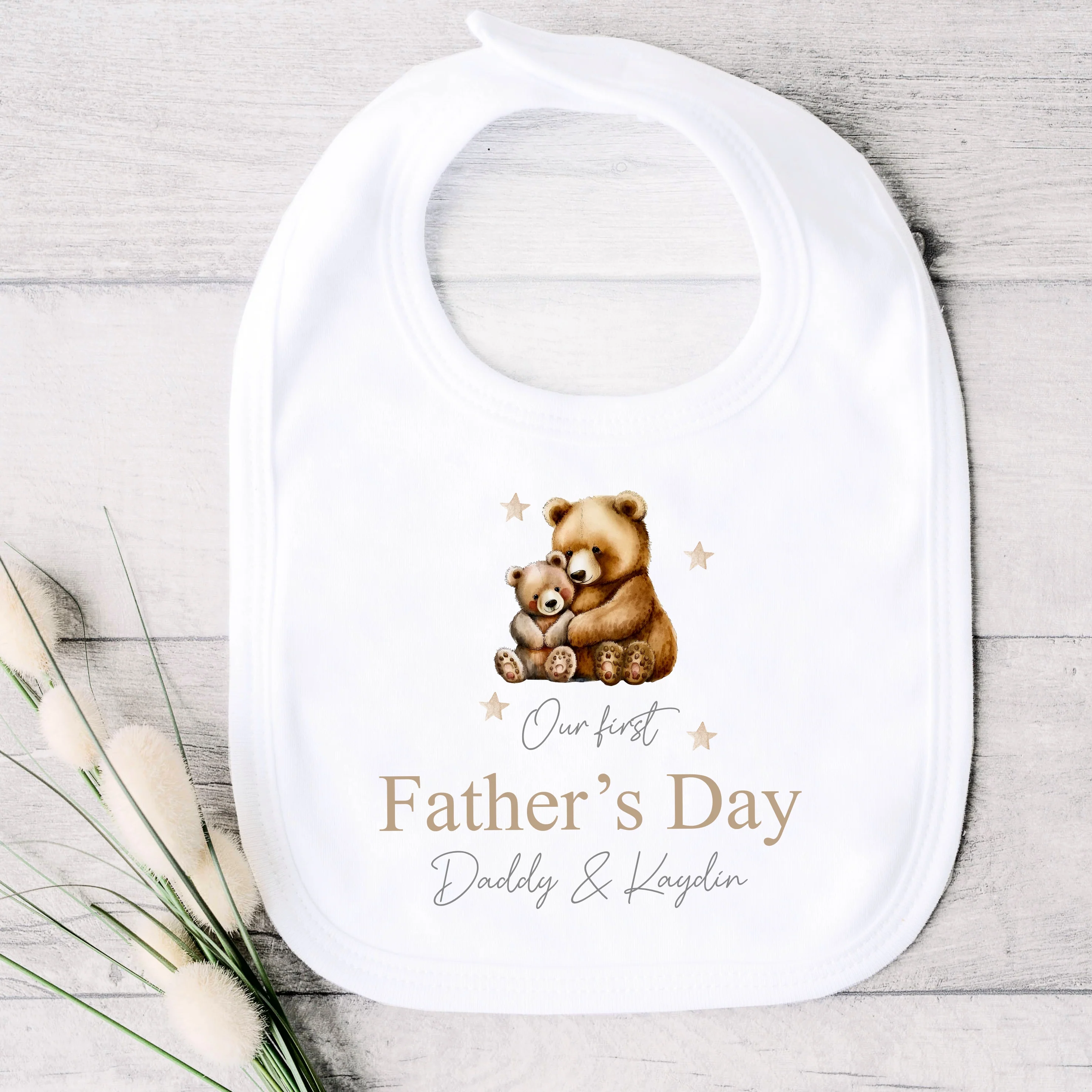 Personalised Our First Father's Day Brown Bears Baby Grow or Vest - Image 4